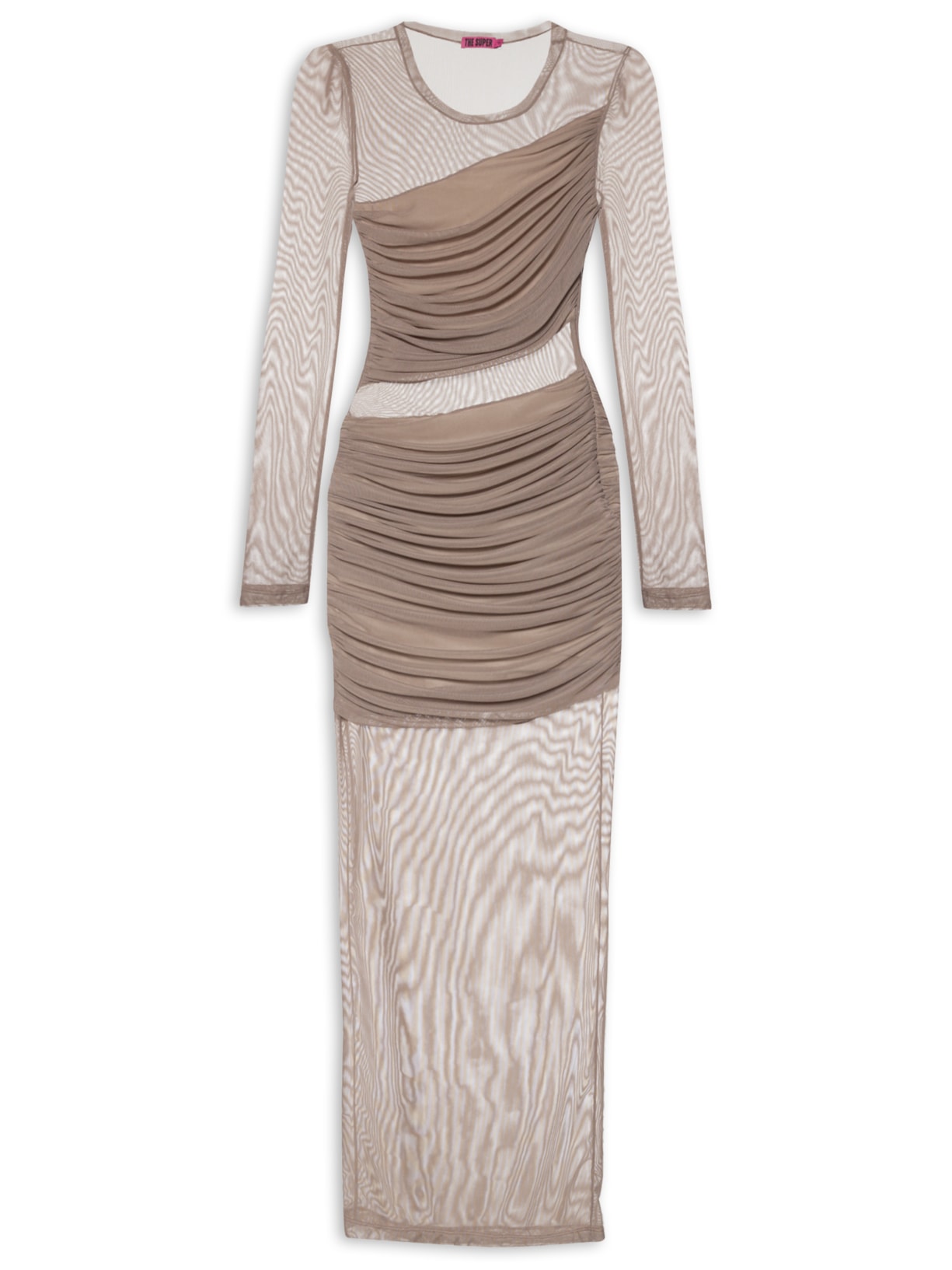 Vestido Longo Franzido - Cinza