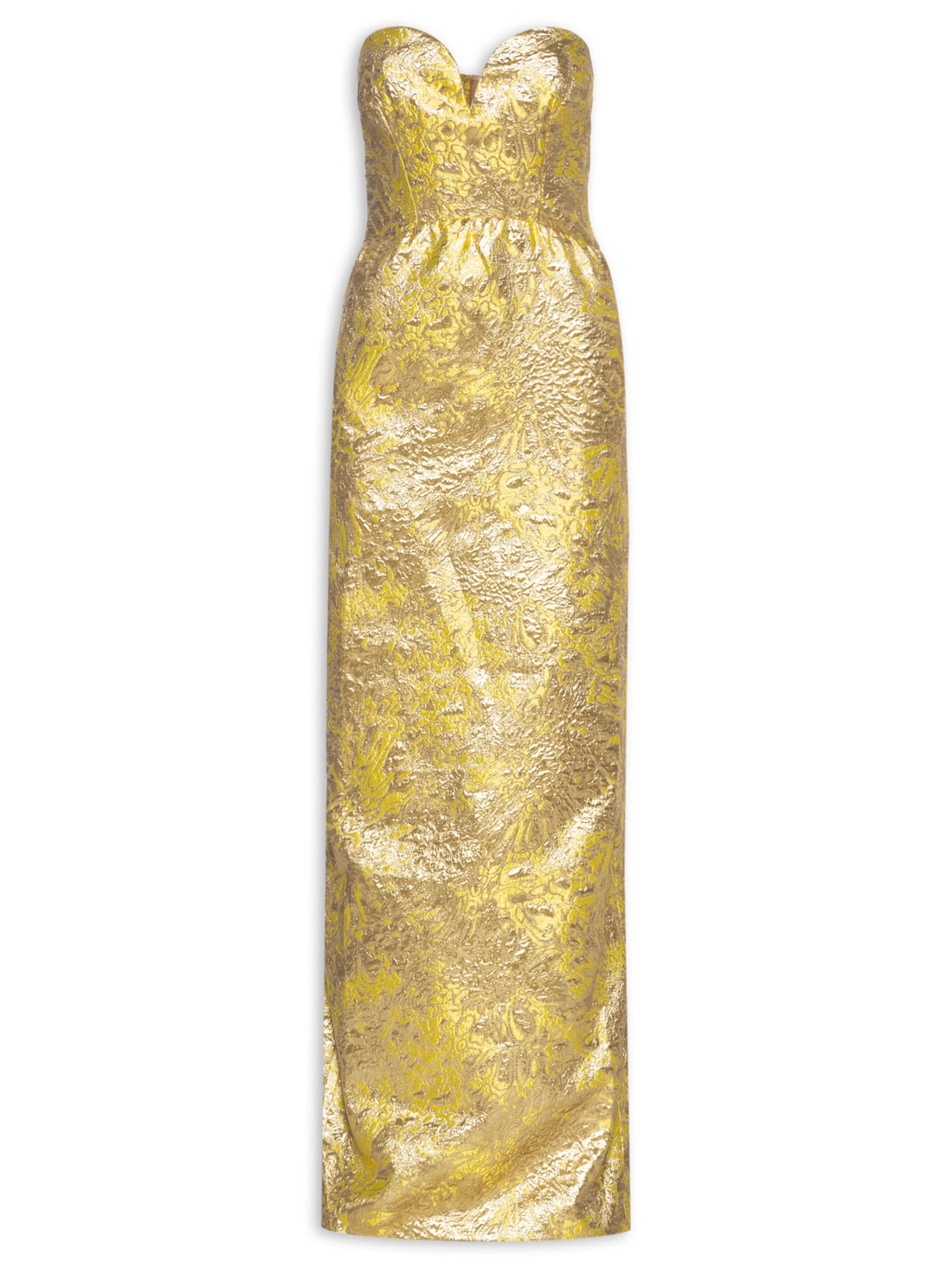 Vestido Longo Franzido - Dourado