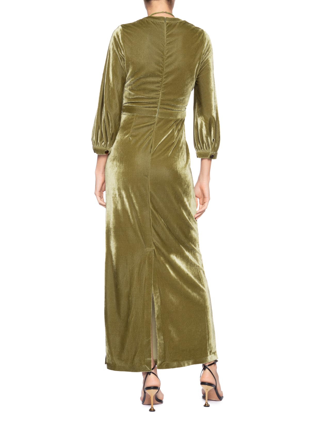 Vestido Longo Frente Tela Verde Adriana Degreas