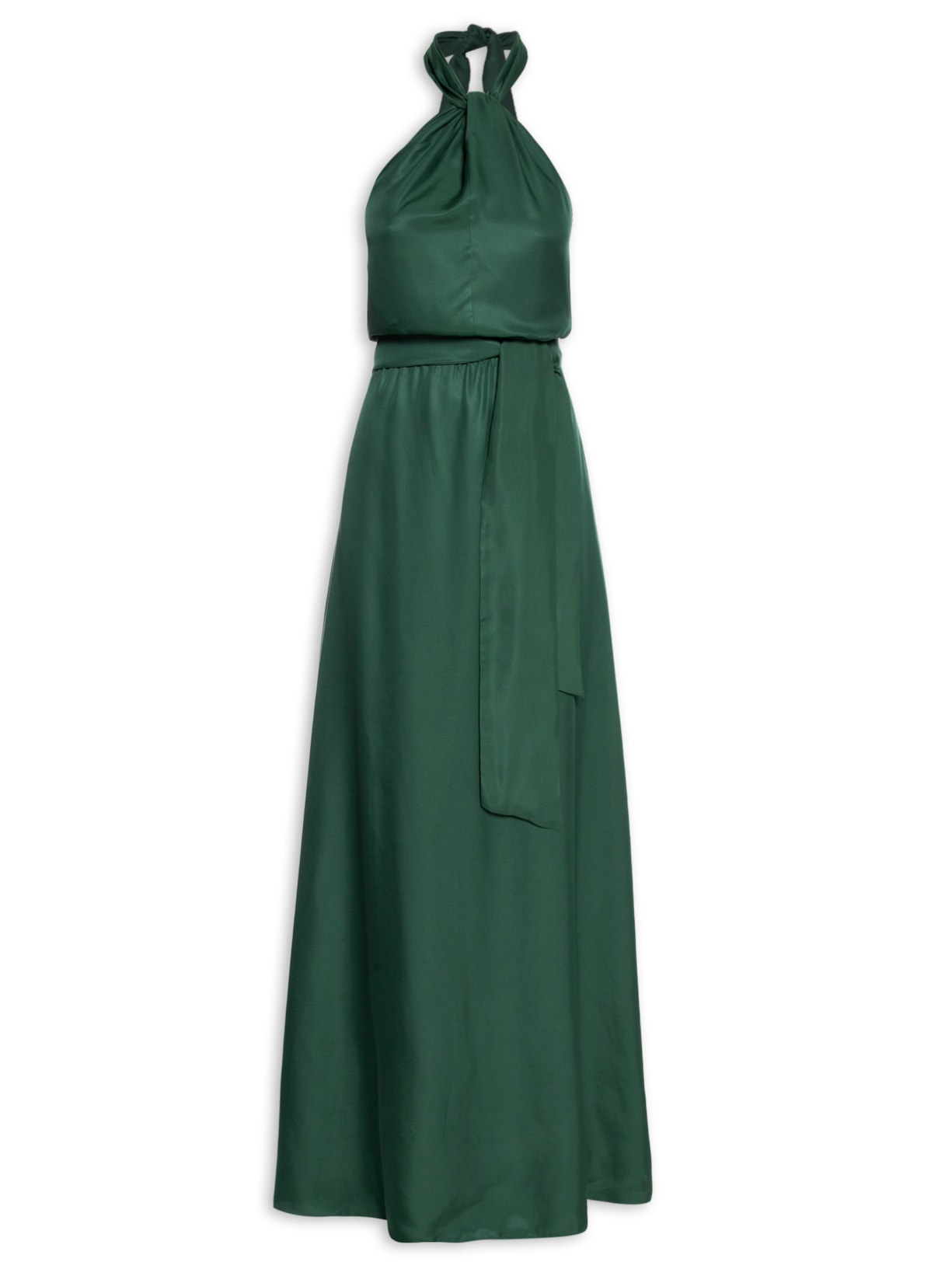 Vestido Longo Frente única Amarração - Verde