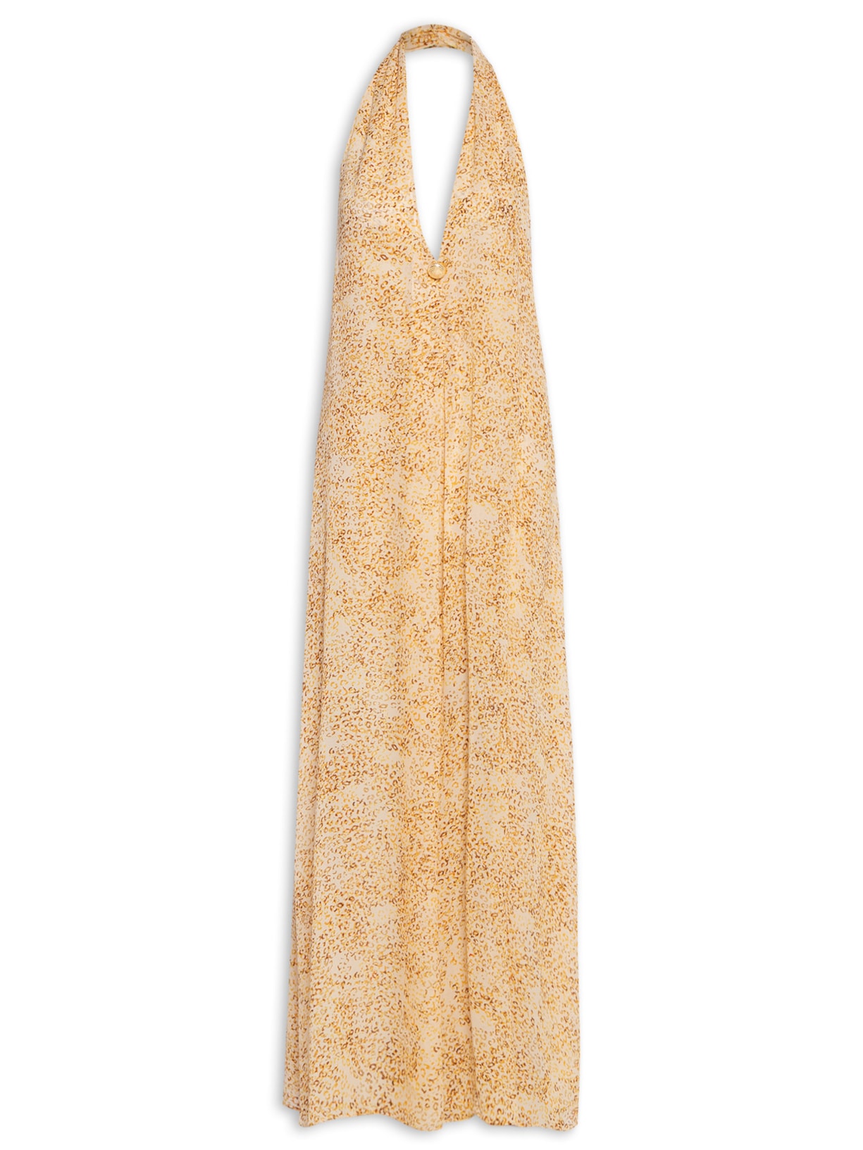 Vestido Longo Frente Única Onça Leve Flan - Animal Print