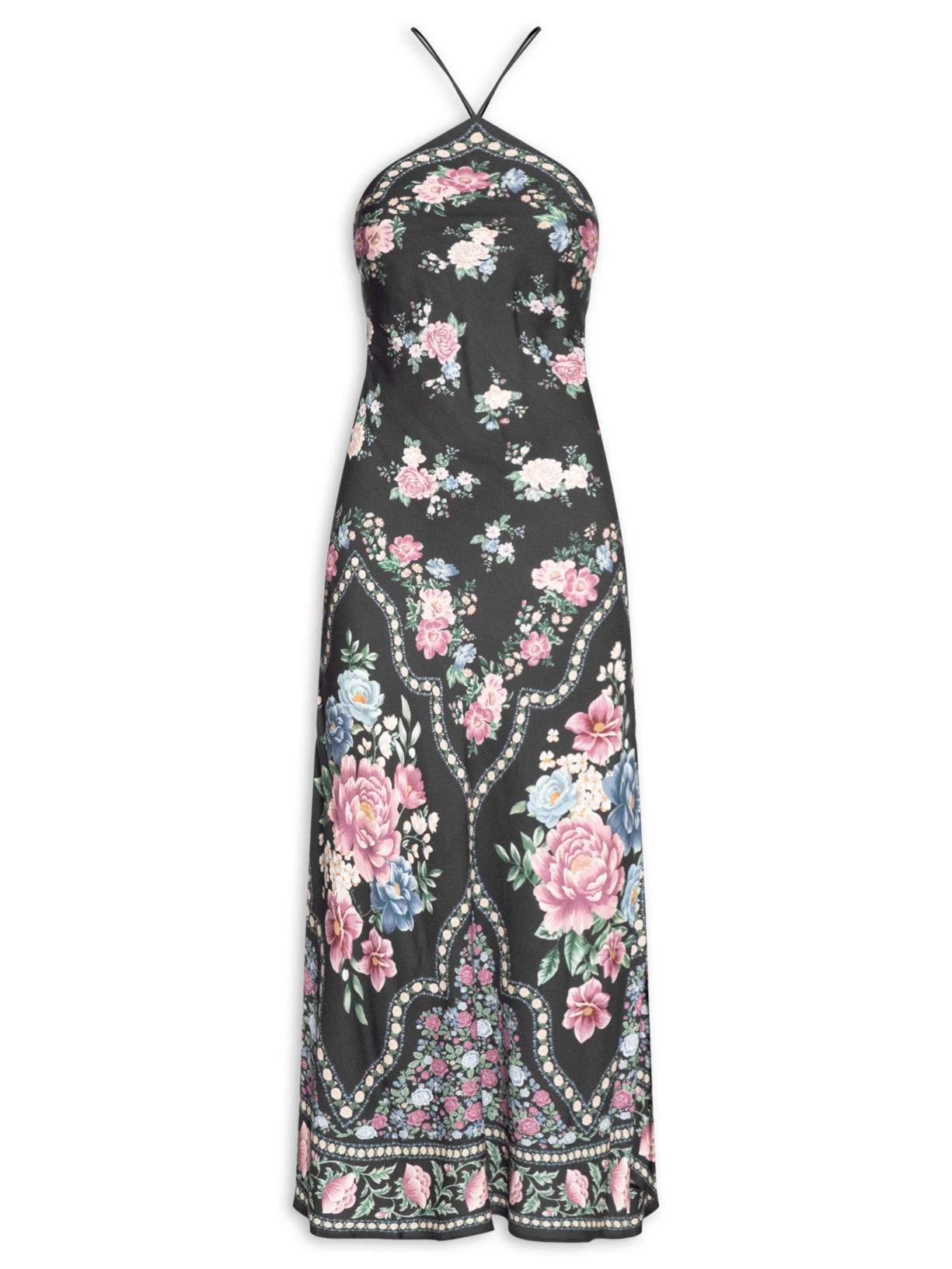 Vestido Longo Frente Única Romance – Preto Farm