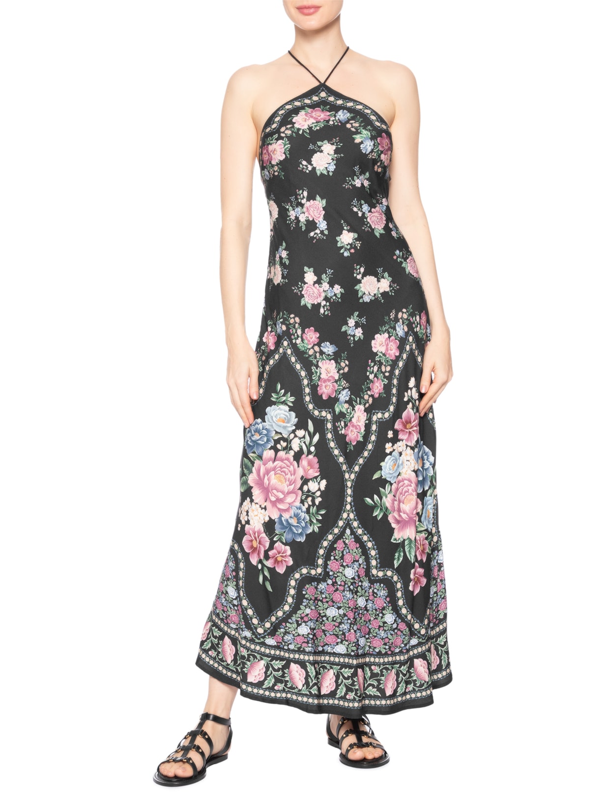 Vestido Longo Frente Única Romance – Preto Farm