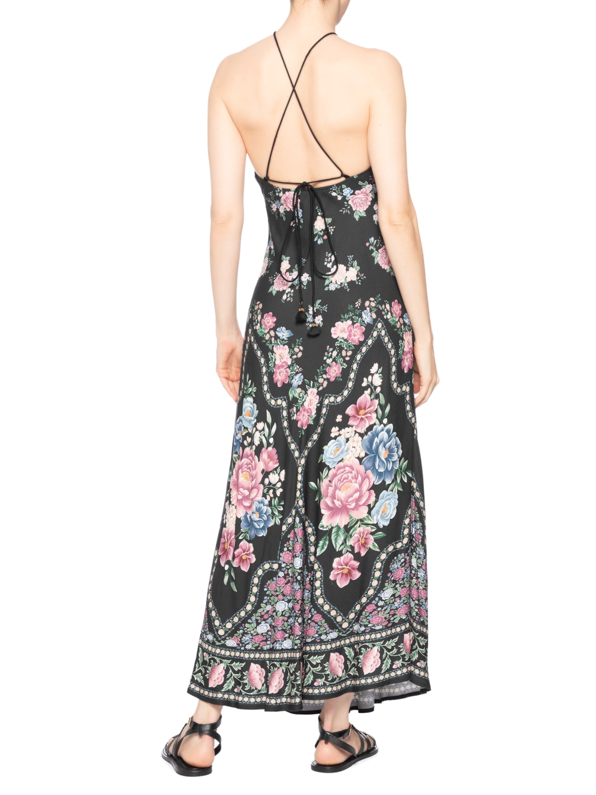 Vestido Longo Frente Única Romance – Preto Farm