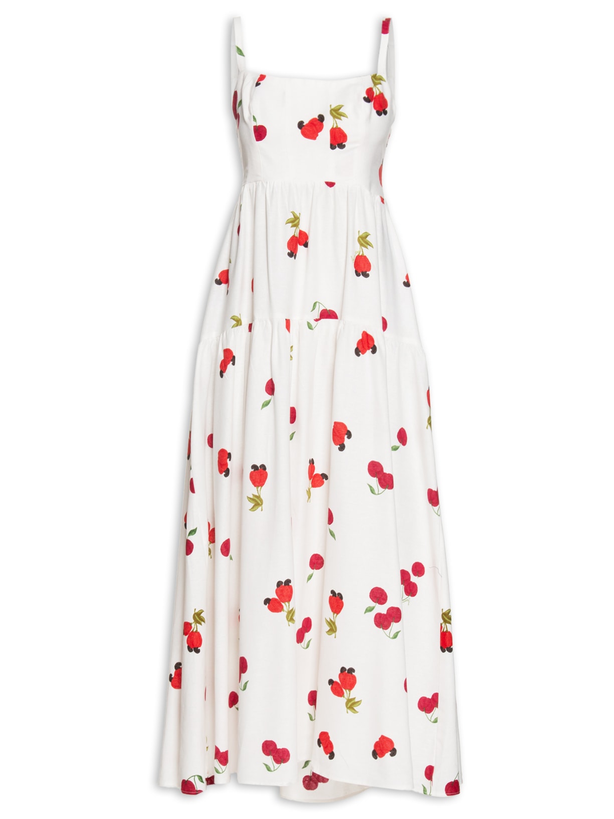 Vestido Longo Frutinha Da Mesa - Vermelho