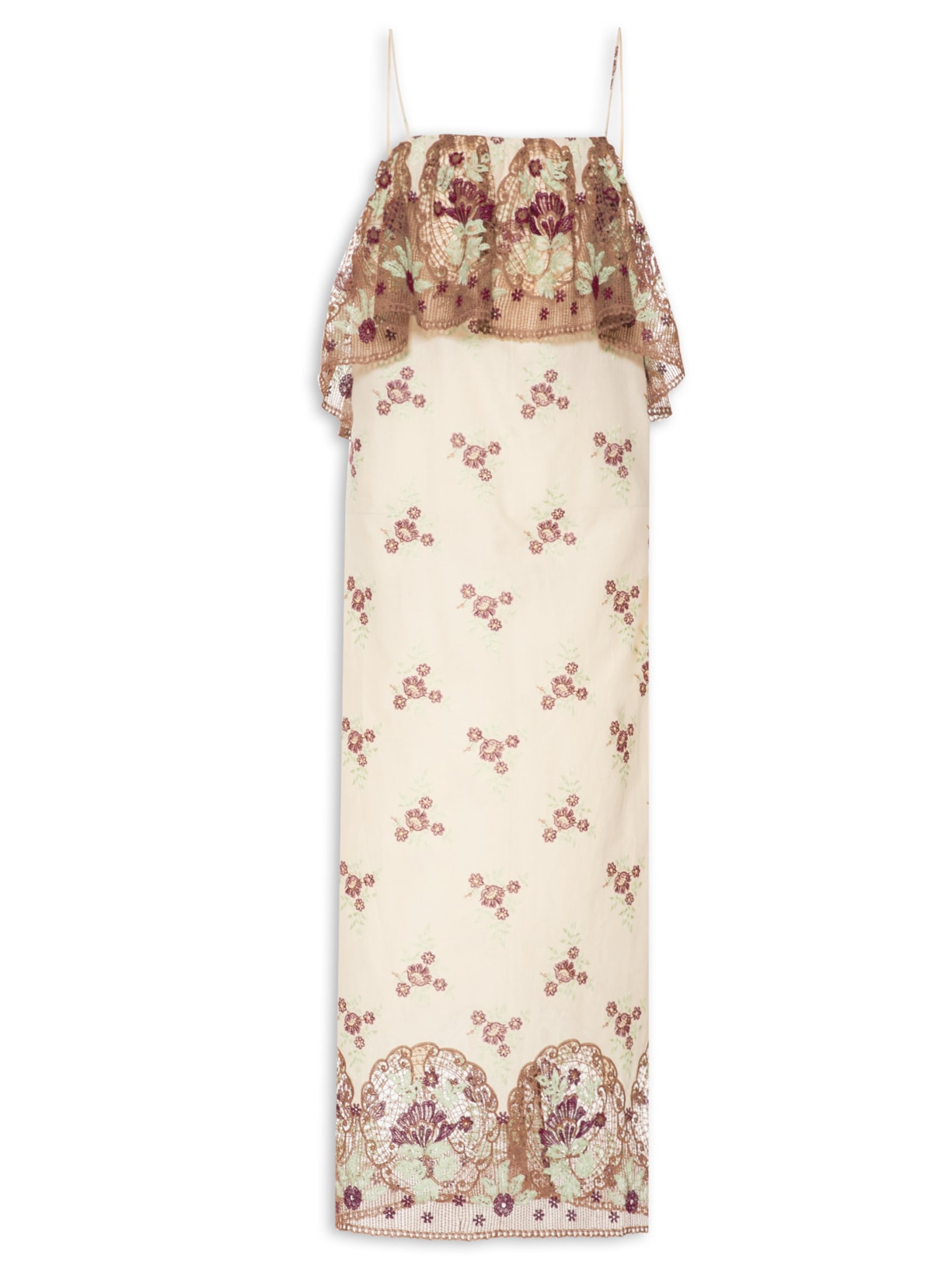 Vestido Longo Gaze Santa Fé - Bege