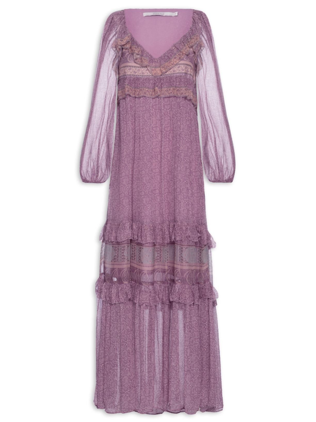 Vestido Longo Gggt Estampa Isla - Roxo