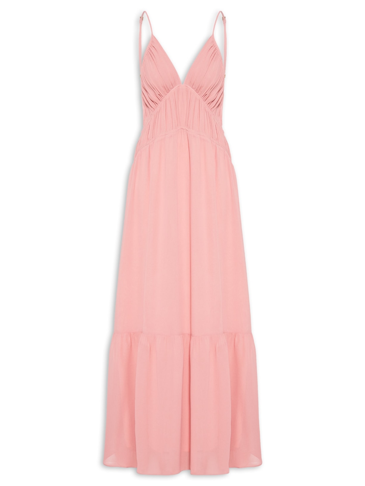 Vestido Longo GGT Babados Rosa Dress To