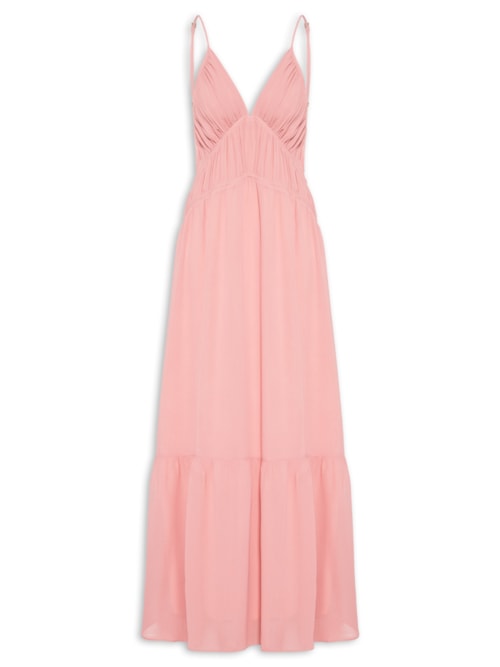 Vestido Longo GGT Babados - Rosa