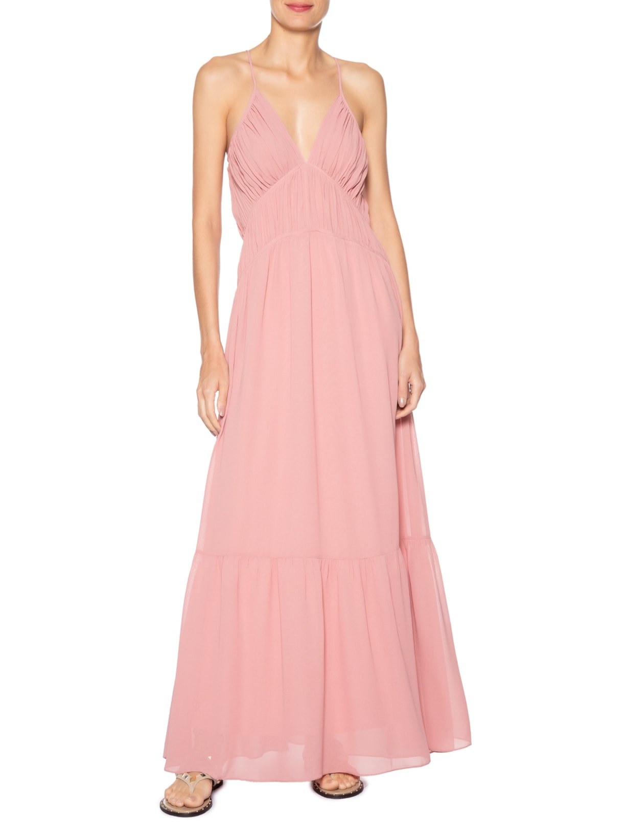 Vestido Longo GGT Babados Rosa Dress To