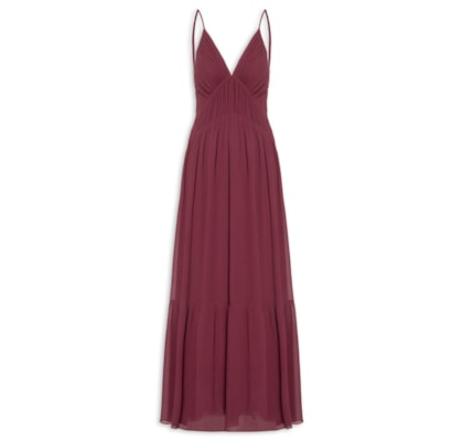 Vestido Longo GGT Babados - Vermelho