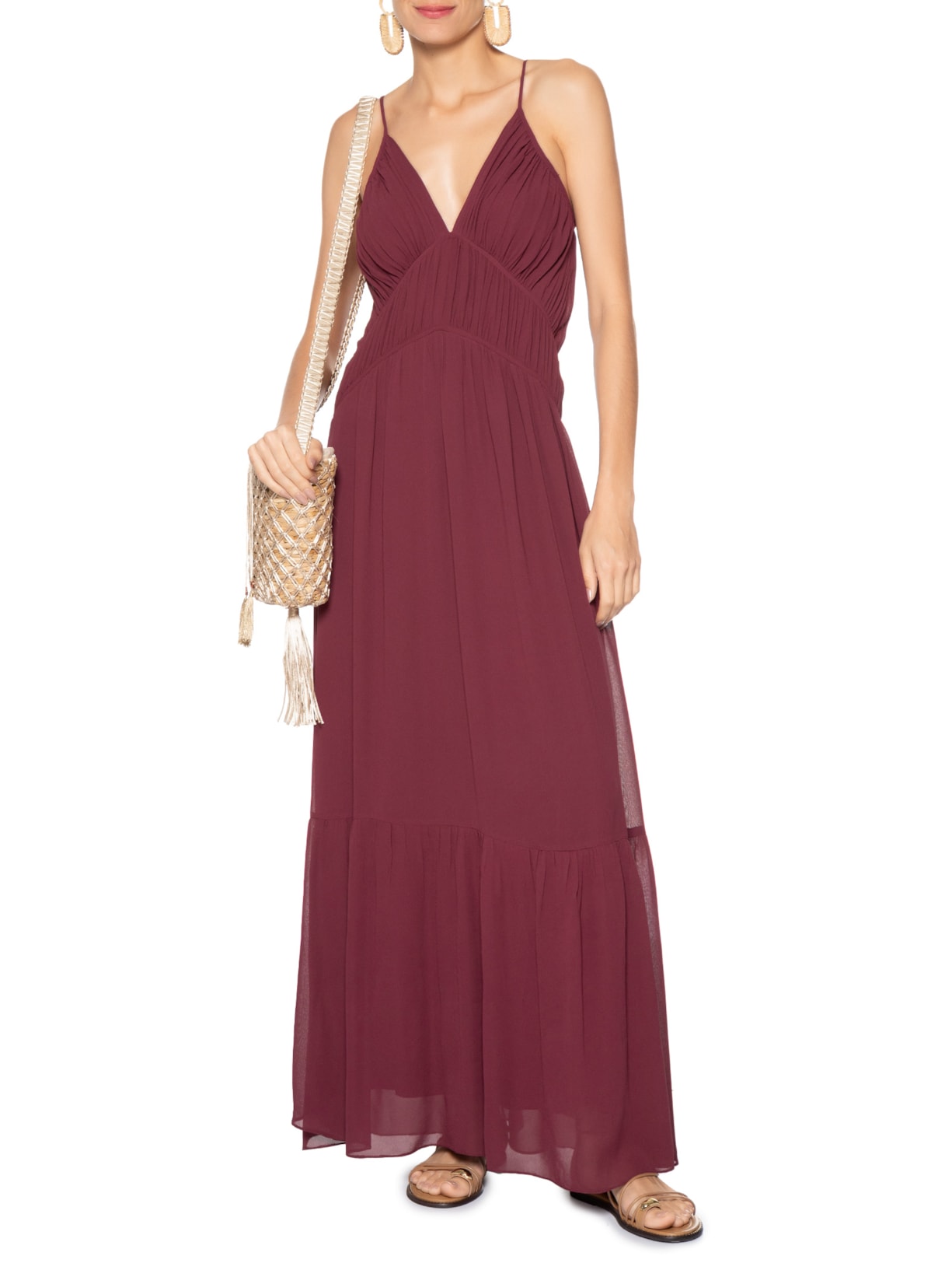 Vestido Longo GGT Babados Vermelho Dress To