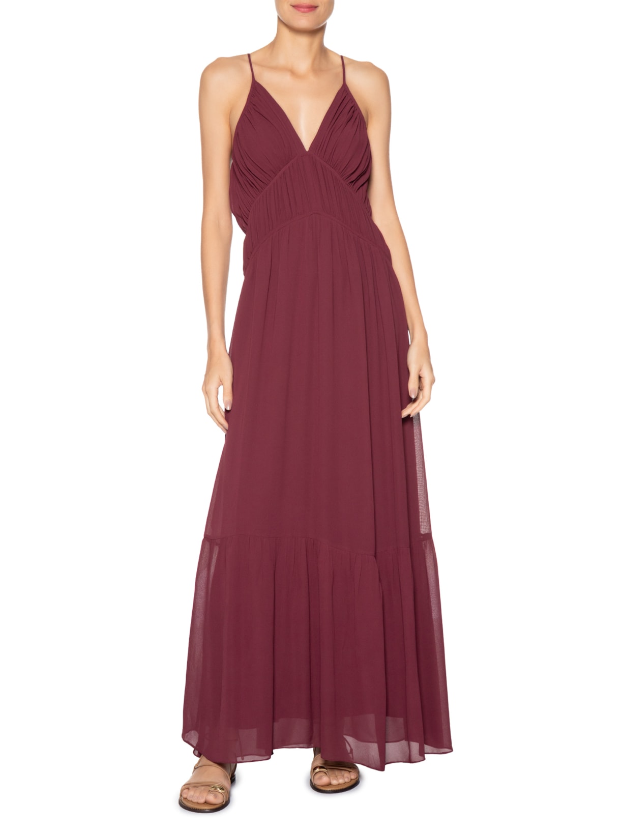 Vestido Longo GGT Babados Vermelho Dress To