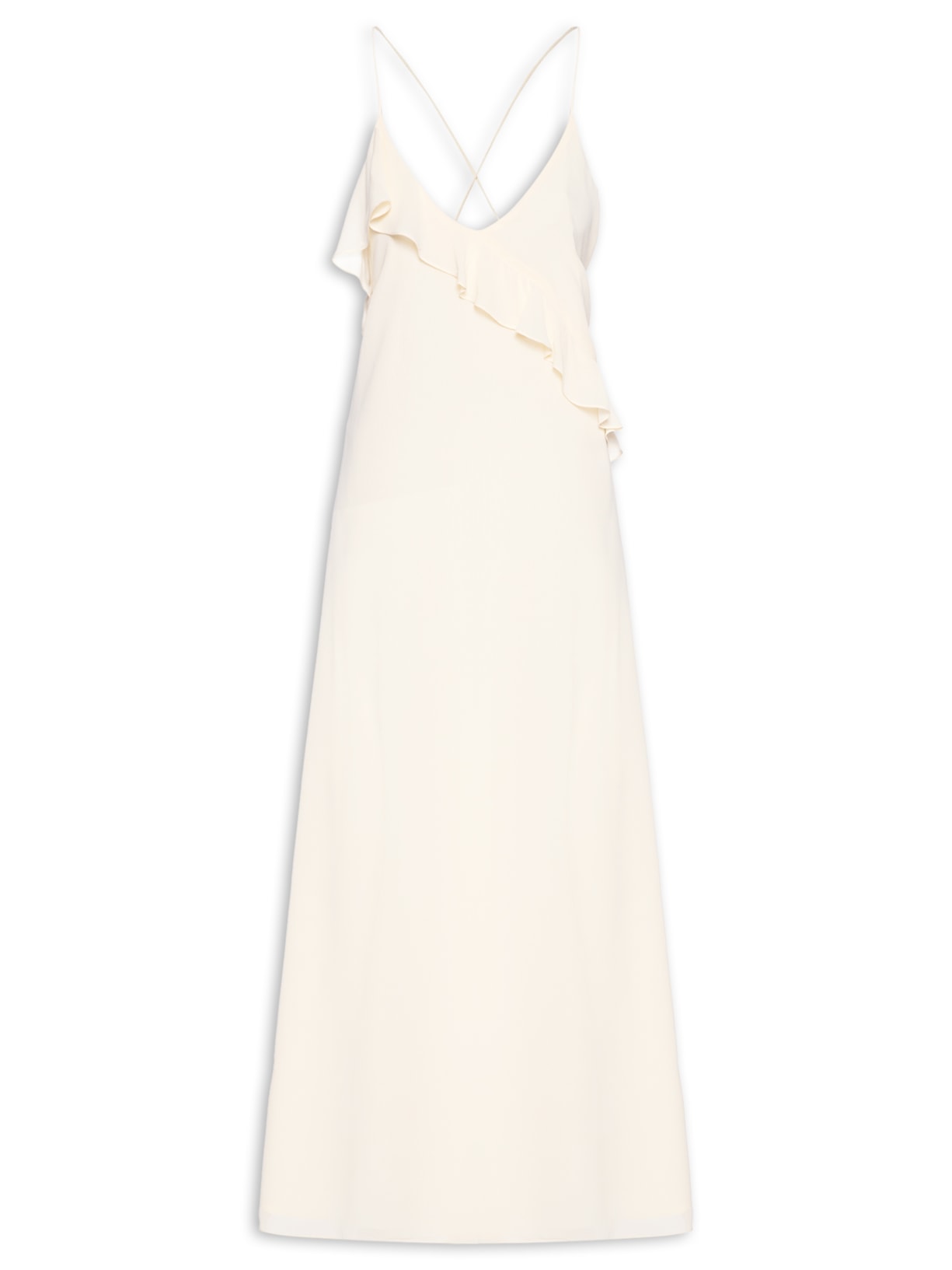 Vestido Longo GGT Decote Babado Amarelo Dress To