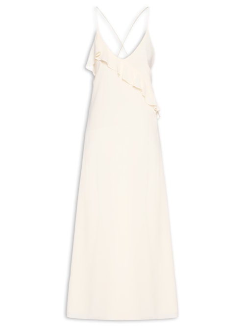 Vestido Longo GGT Decote Babado - Amarelo