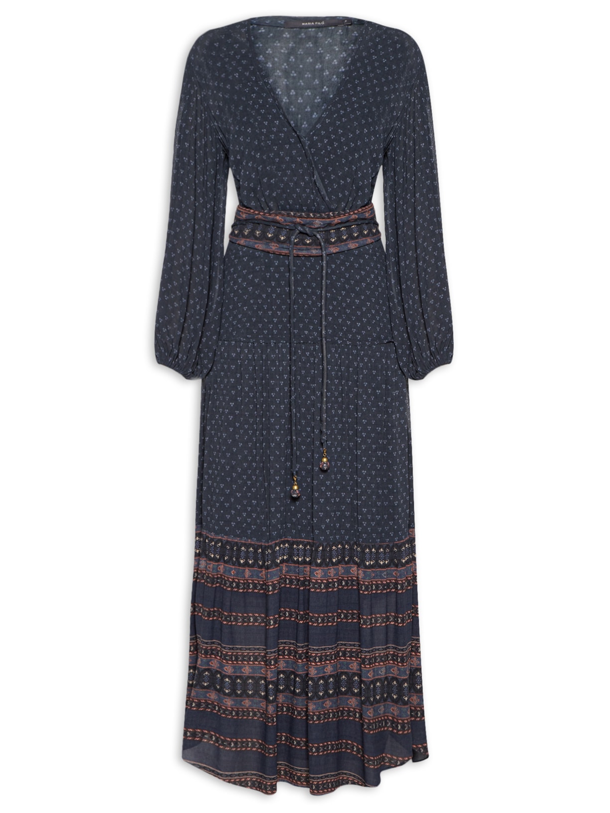 Vestido Longo GGT Estampa Pois Zafira - Azul