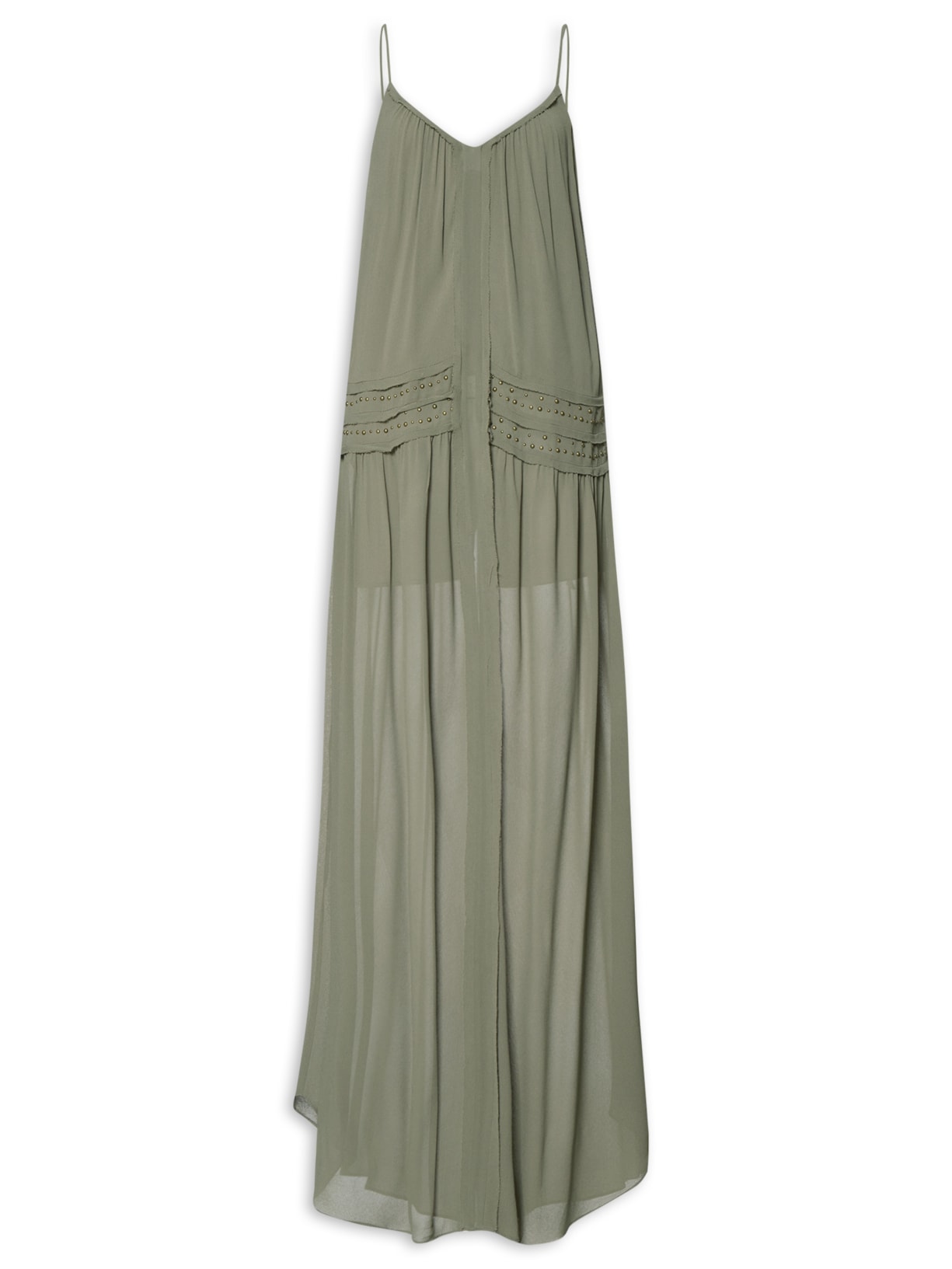 Vestido Longo GGT Tachas - Verde