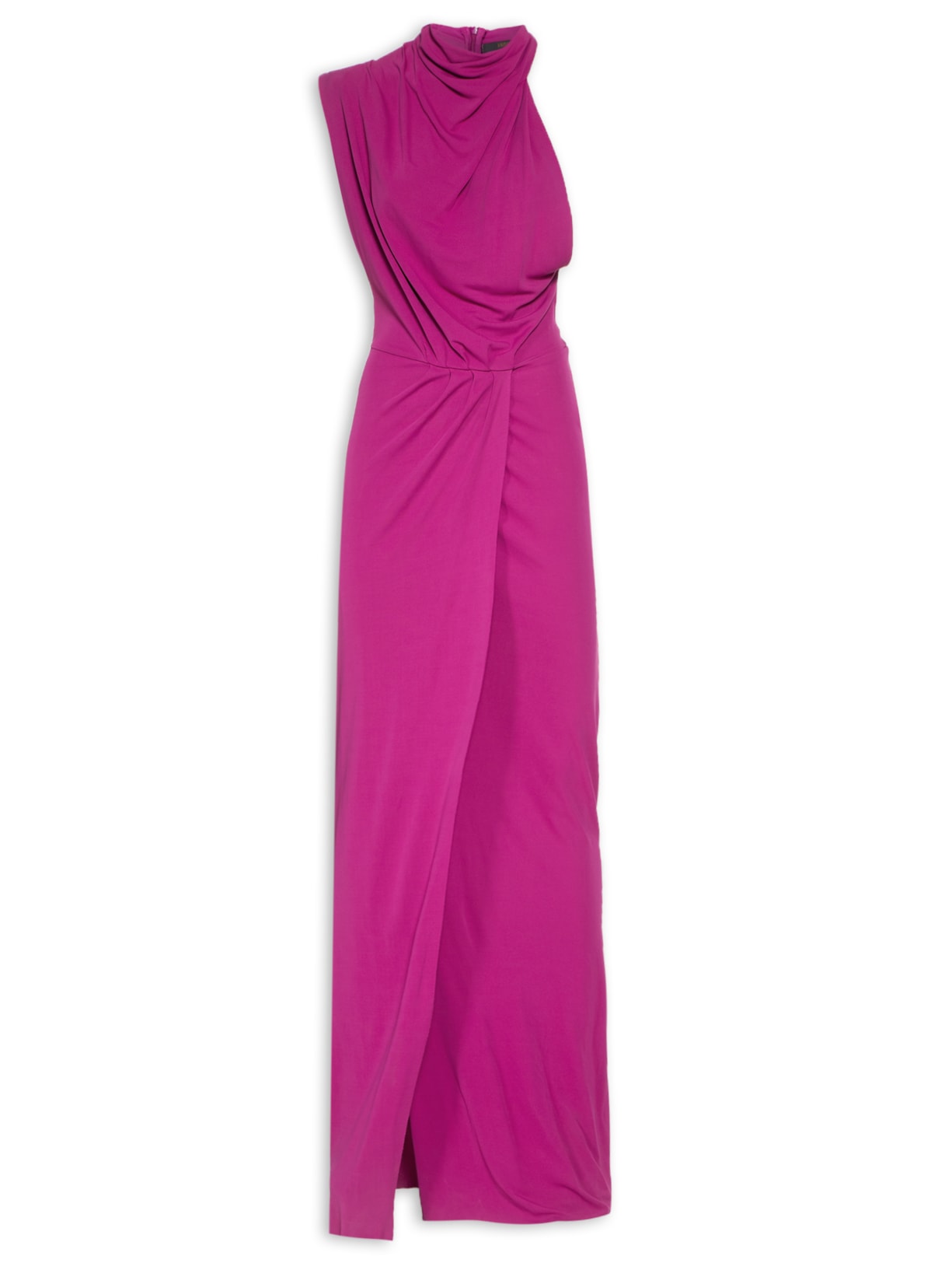 Vestido Longo Gola Lenco Jersy - Rosa