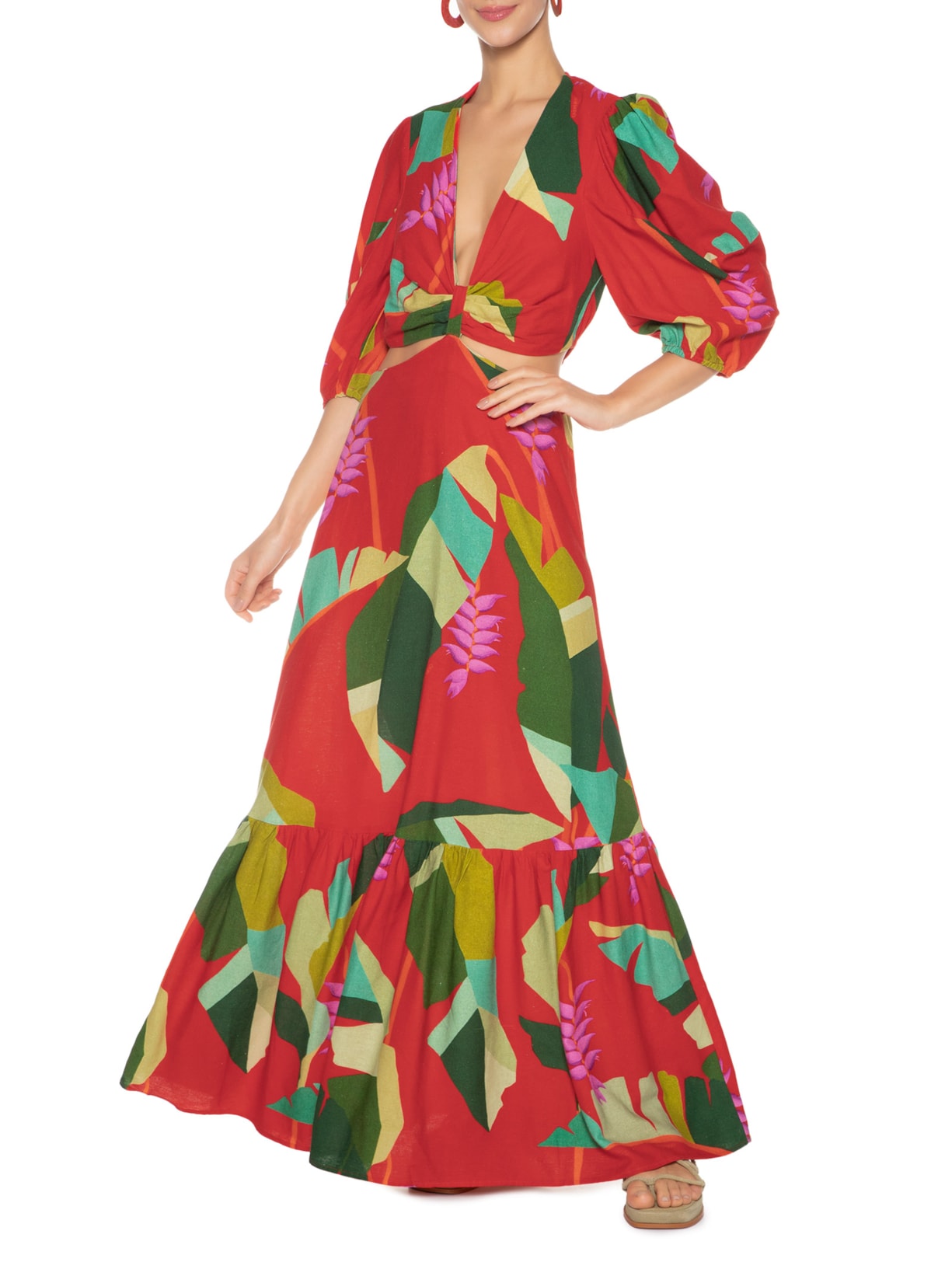 Vestido Longo Heliconia Vermelho Farm