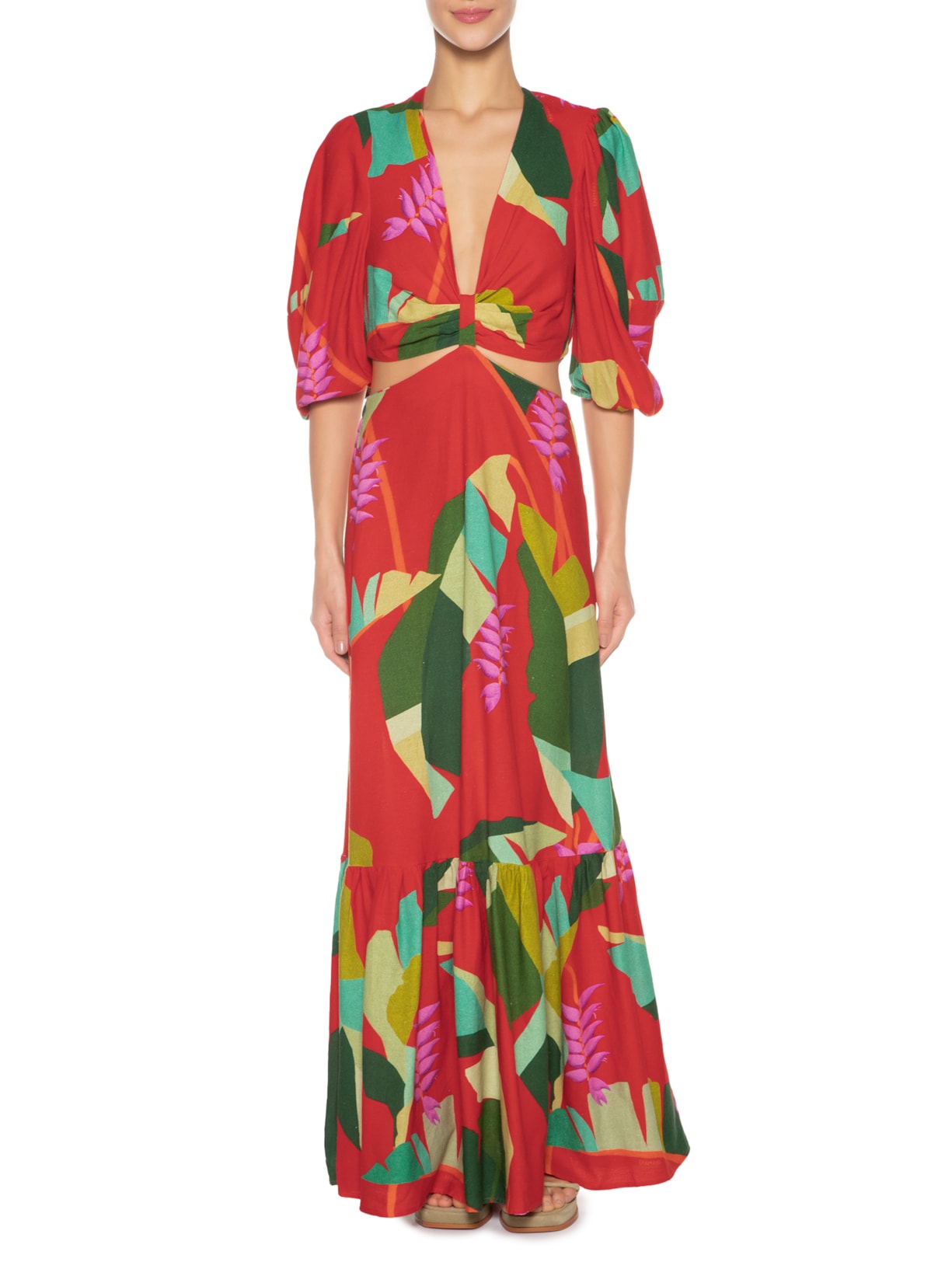 Vestido Longo Heliconia Vermelho Farm