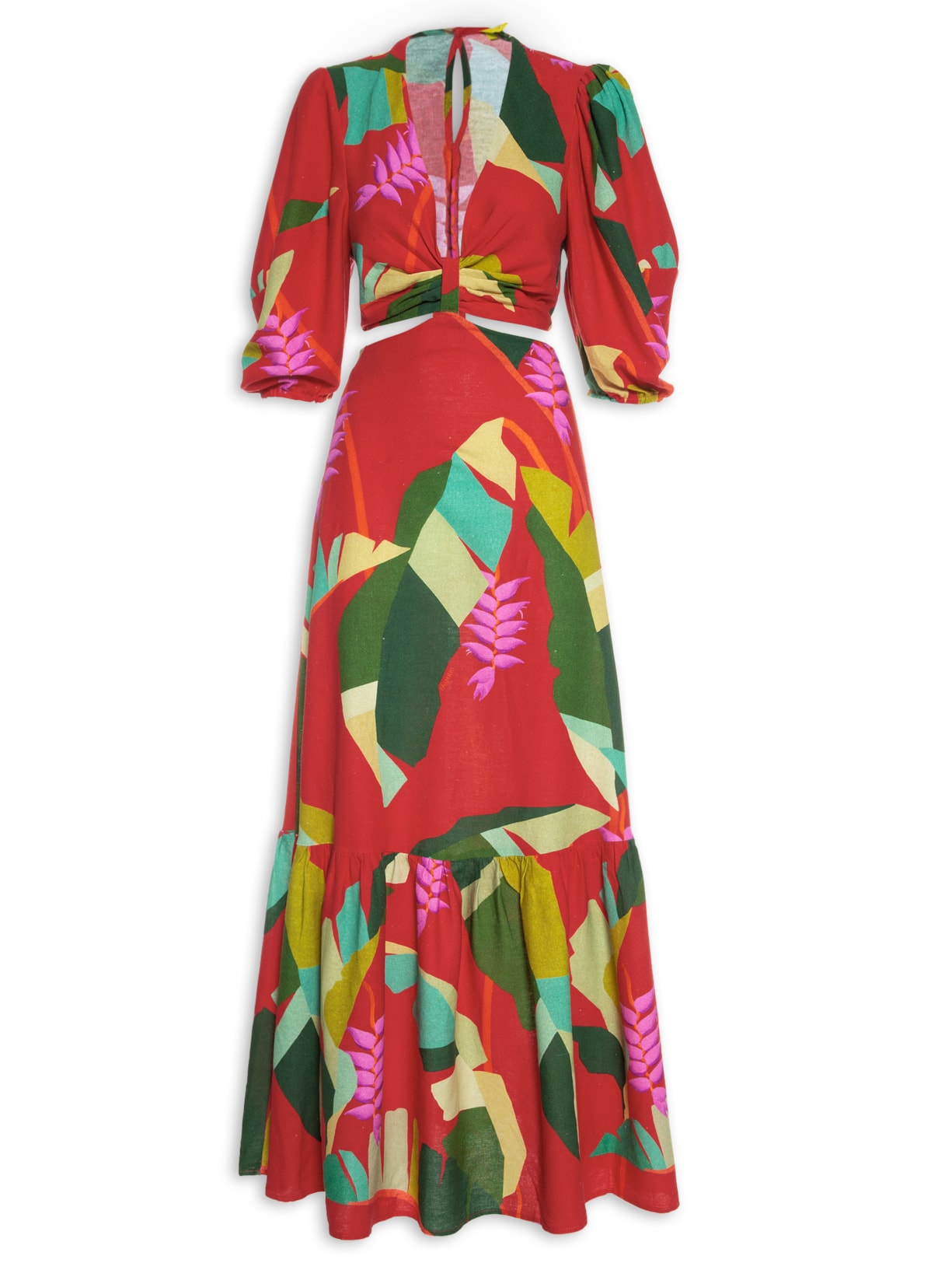 Vestido Longo Heliconia Vermelho Farm