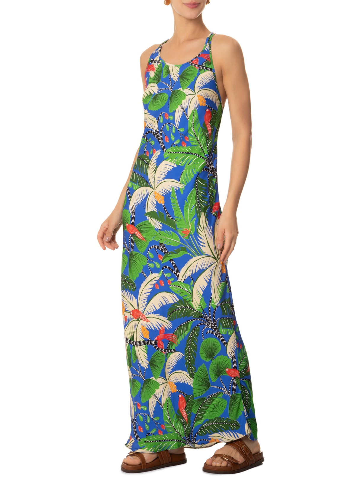 Vestido Longo Ilha Da Noite Azul Farm