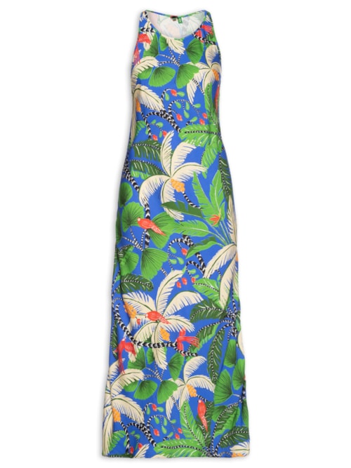 Vestido Longo Ilha Da Noite - Azul