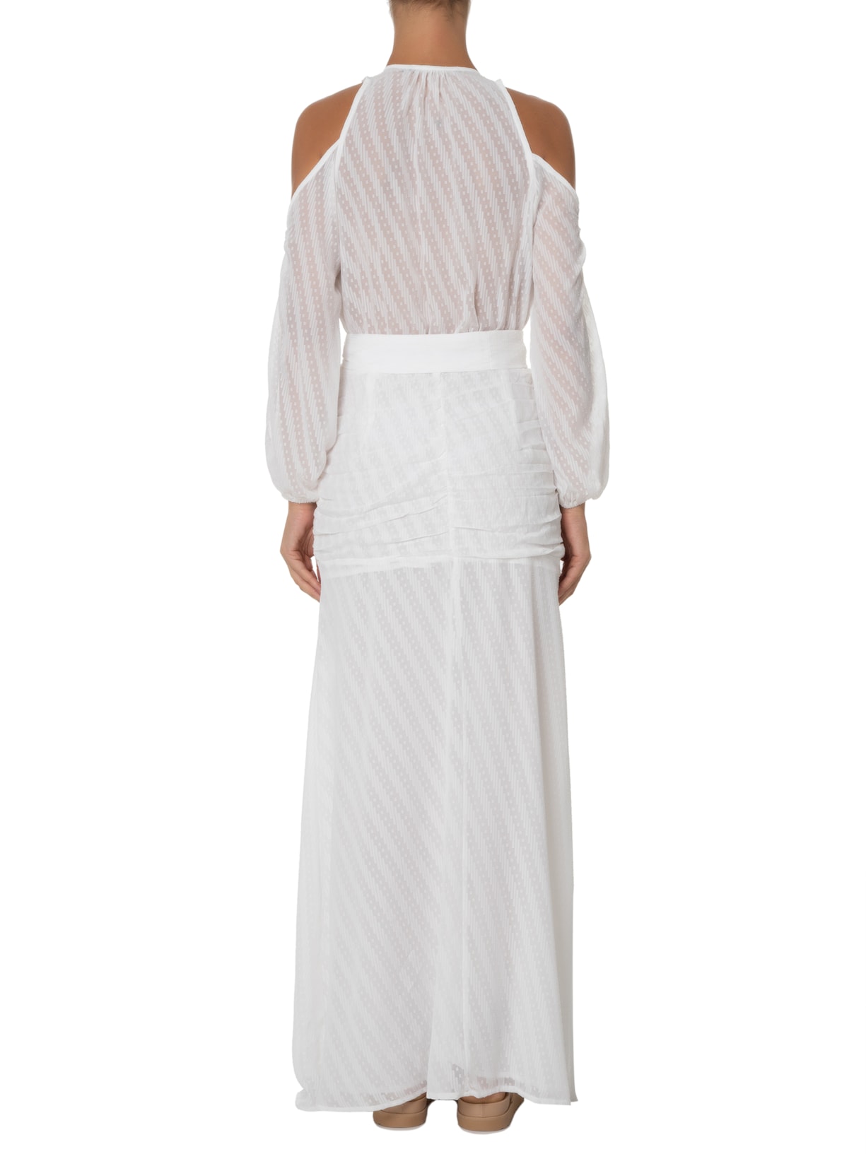 Vestido Longo Jacquard Acropole Off White Maria Filó