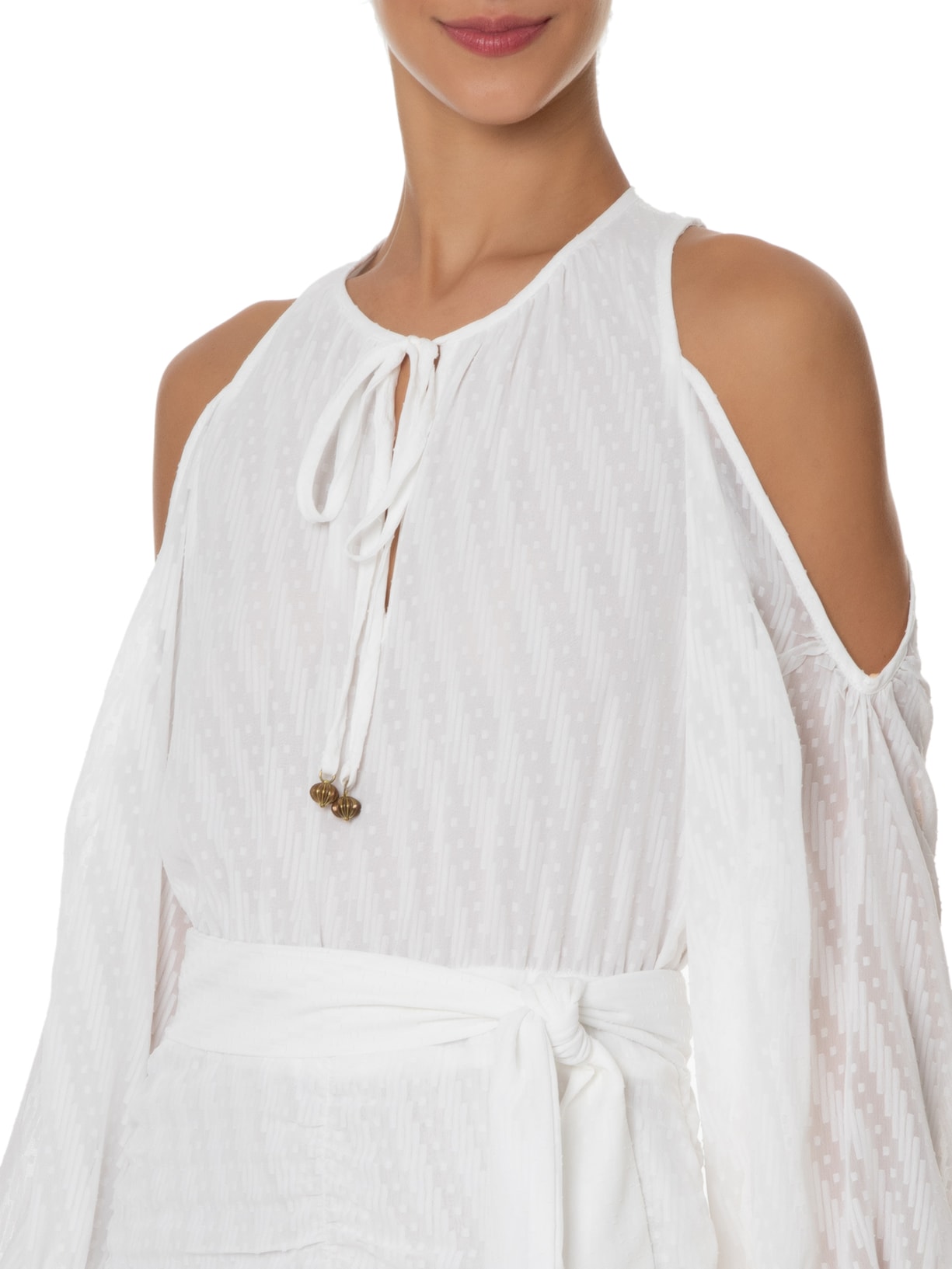 Vestido Longo Jacquard Acropole Off White Maria Filó