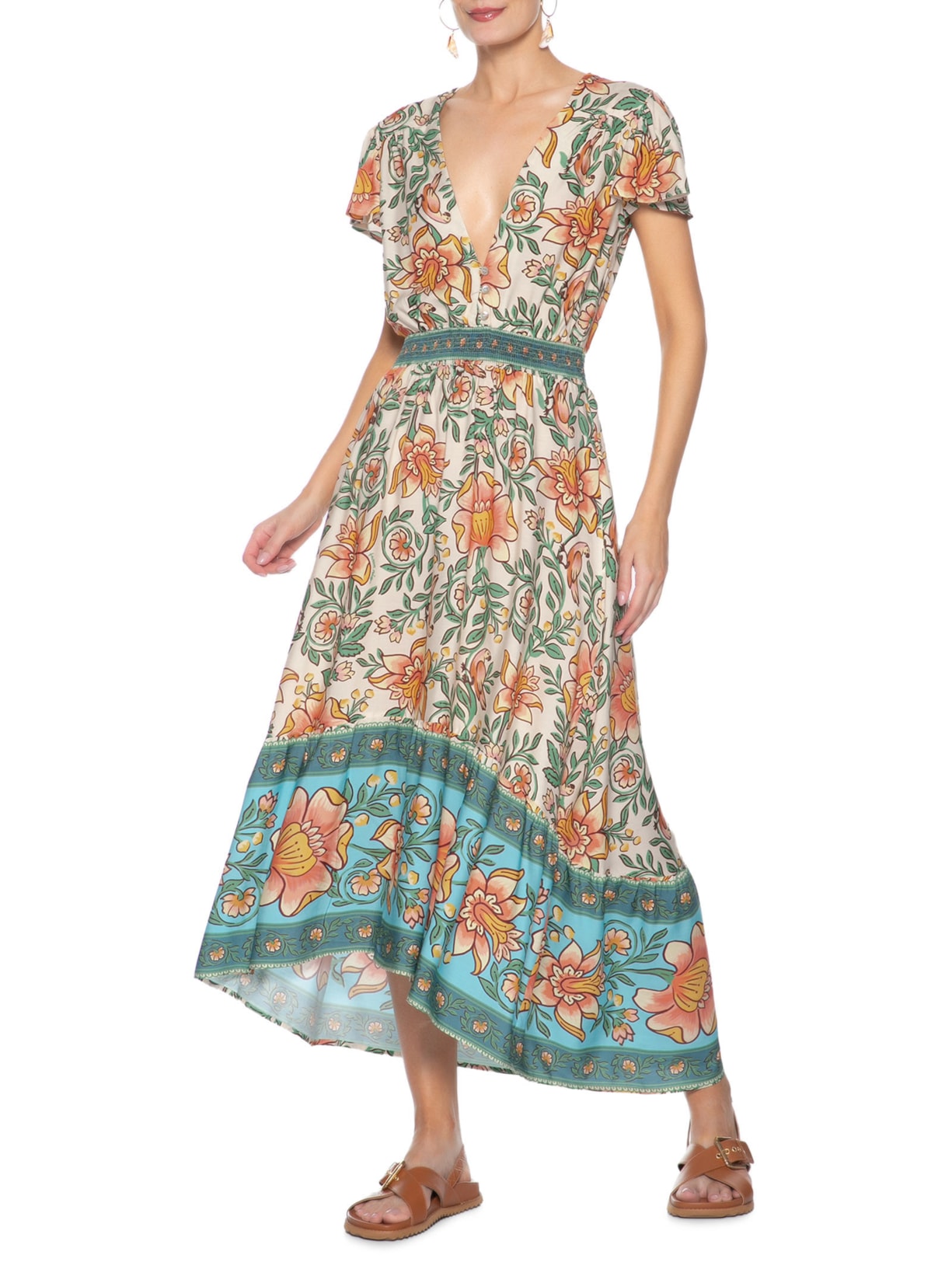Vestido Longo Jardim Boho Off White Farm