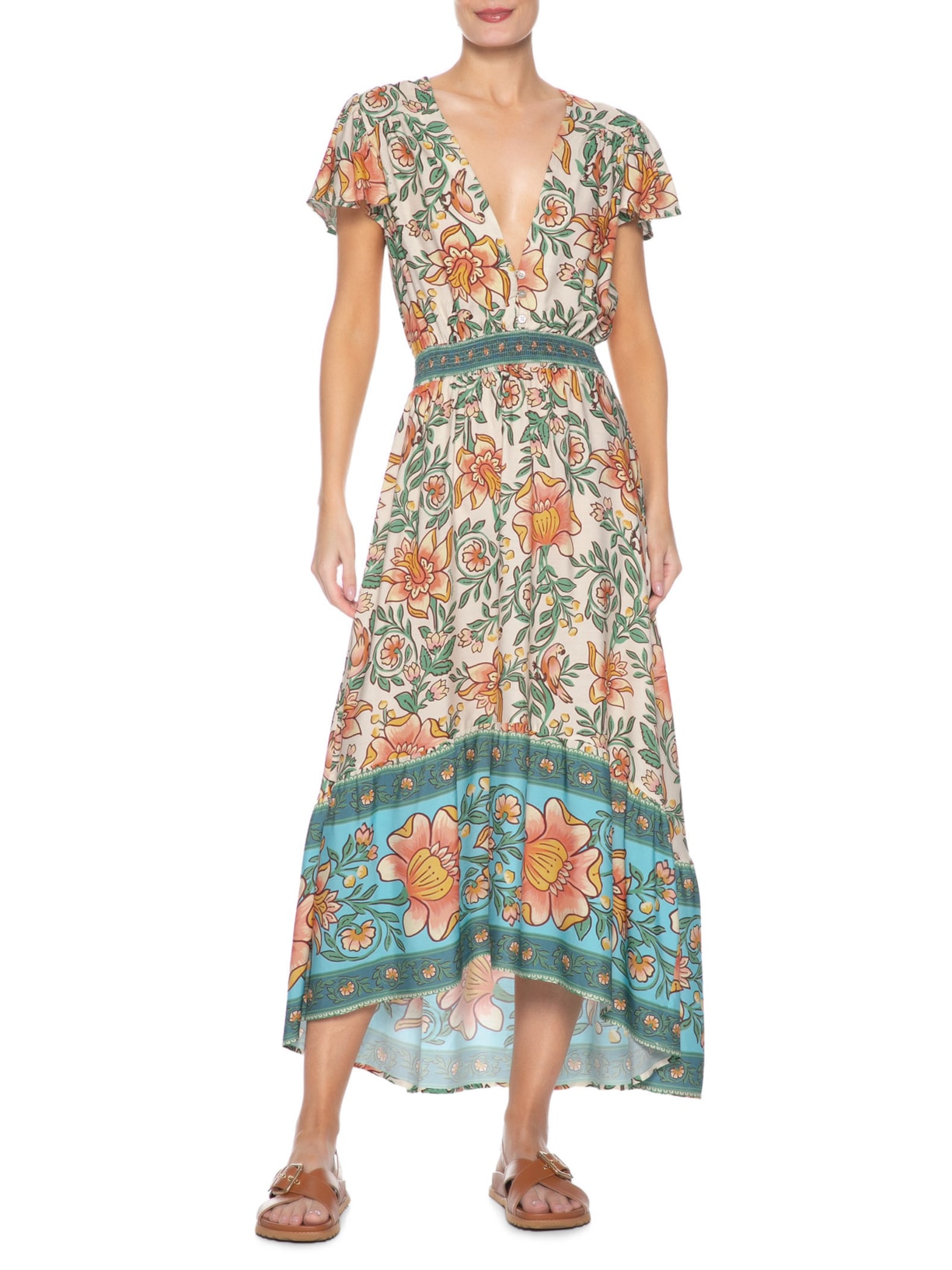 Vestido Longo Jardim Boho Off White Farm