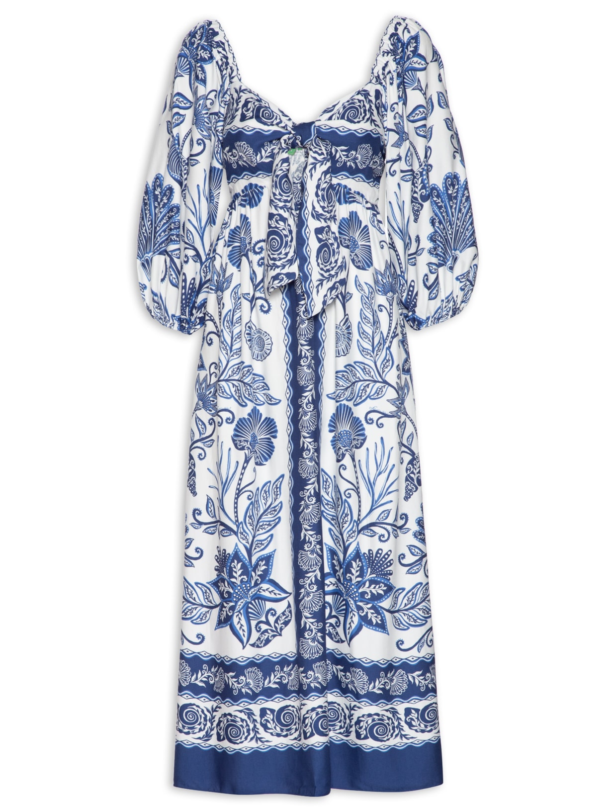 Vestido Longo Jardim De Concha - Azul