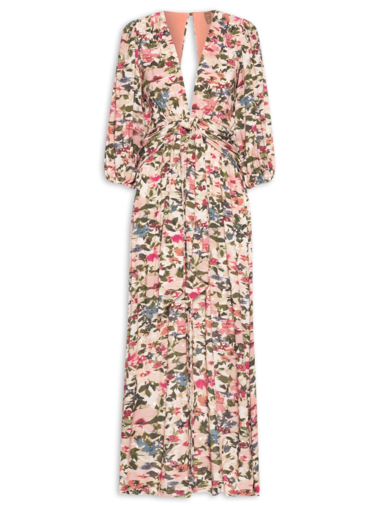 Vestido Longo Jardim De Flor - Rosa