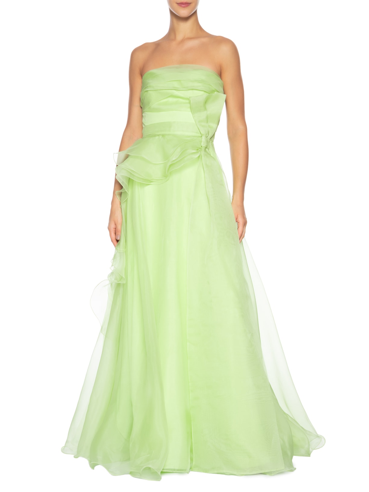 Vestido Longo Joan Godê Babados Seda Verde Fabulous Agilitá