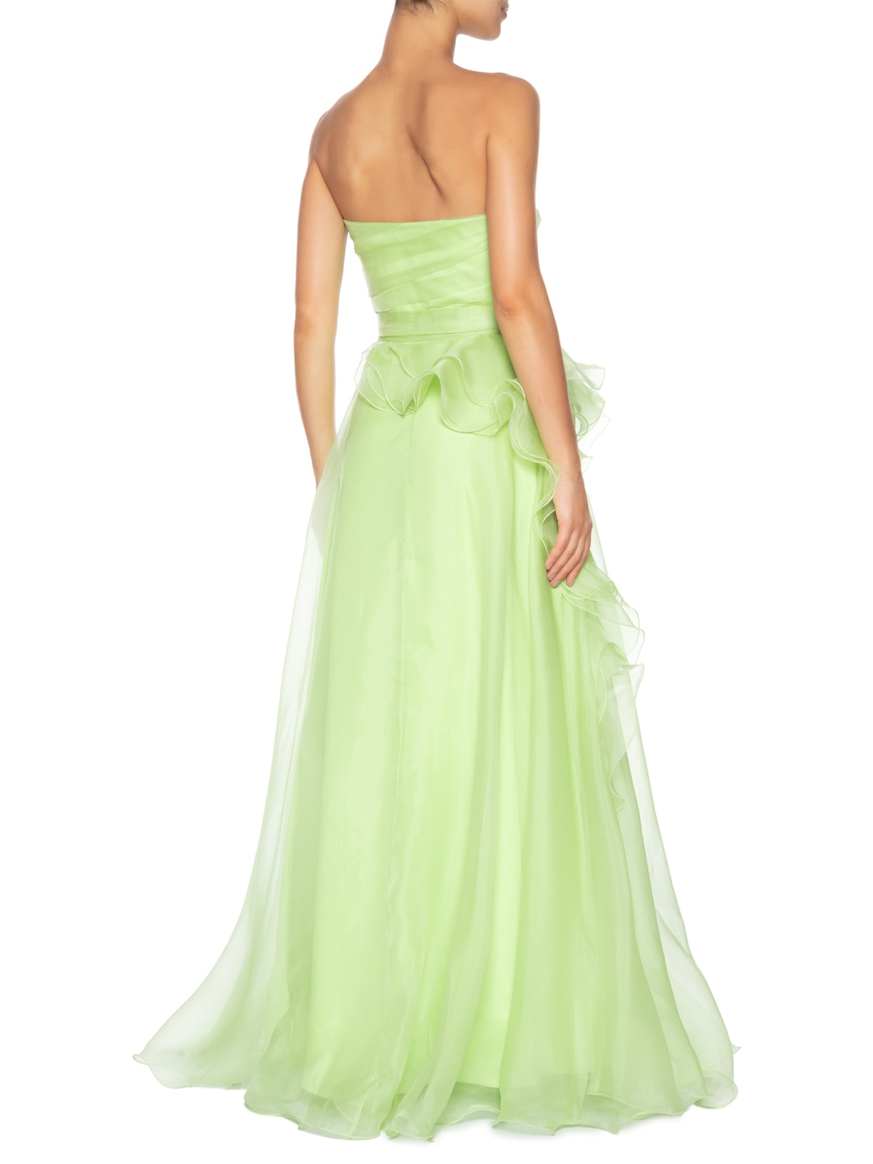Vestido Longo Joan Godê Babados Seda Verde Fabulous Agilitá