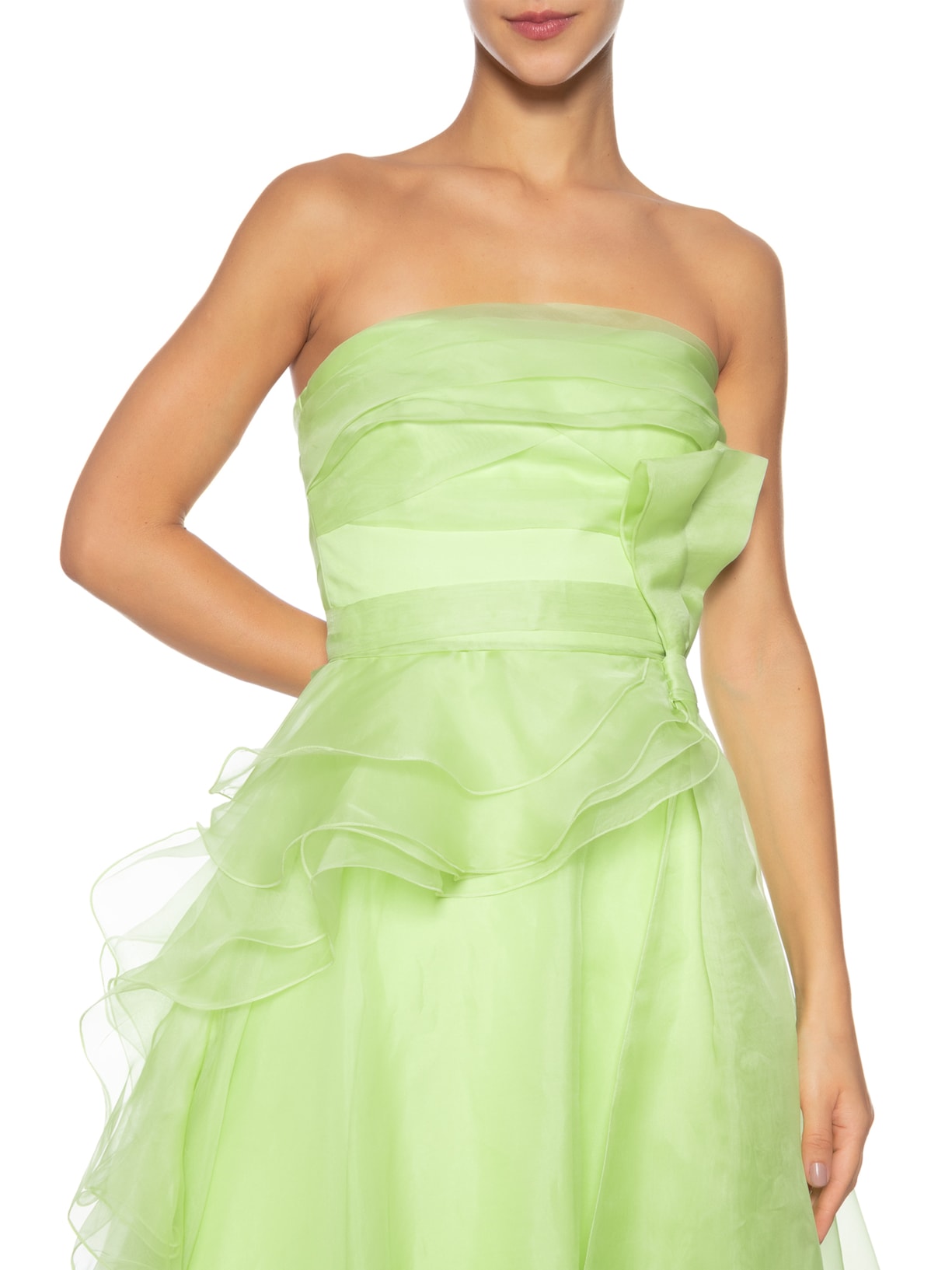 Vestido Longo Joan Godê Babados Seda Verde Fabulous Agilitá