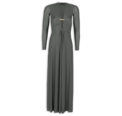 Vestido Longo Joanne Det - Cinza