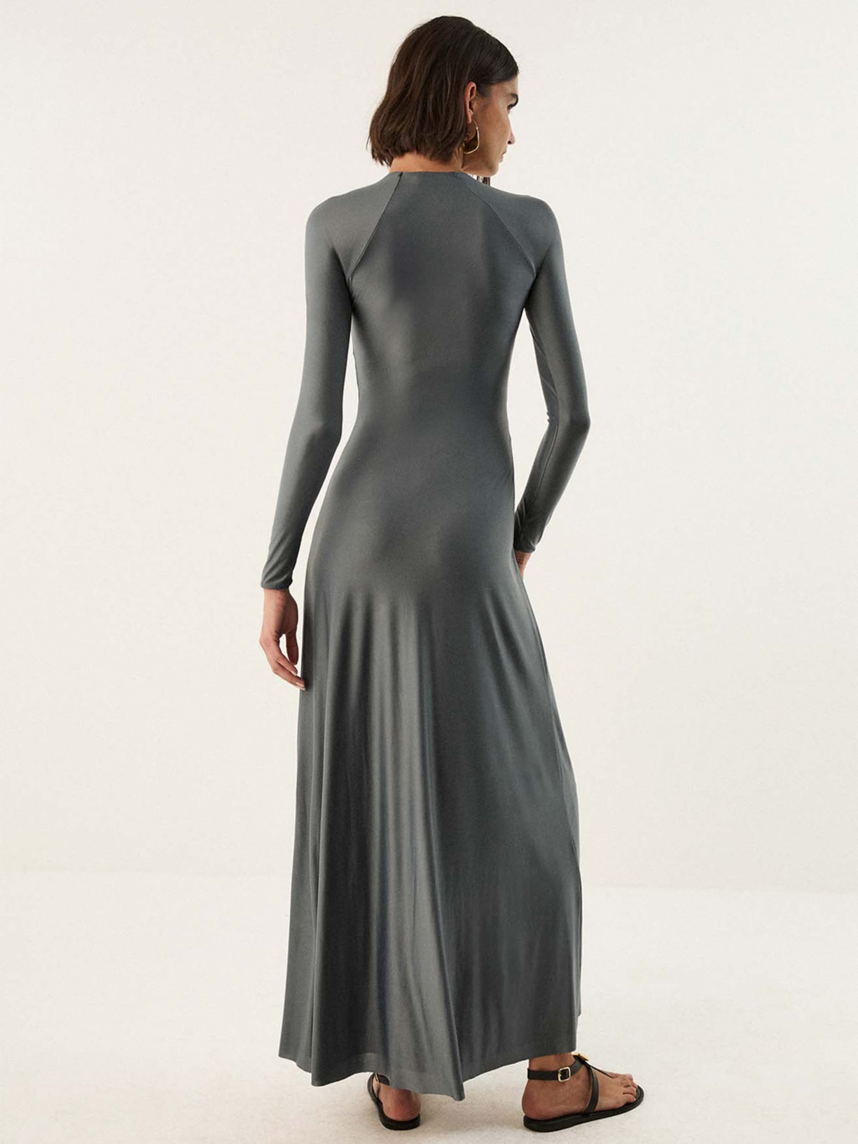 Vestido Longo Joanne Det Cinza Vix