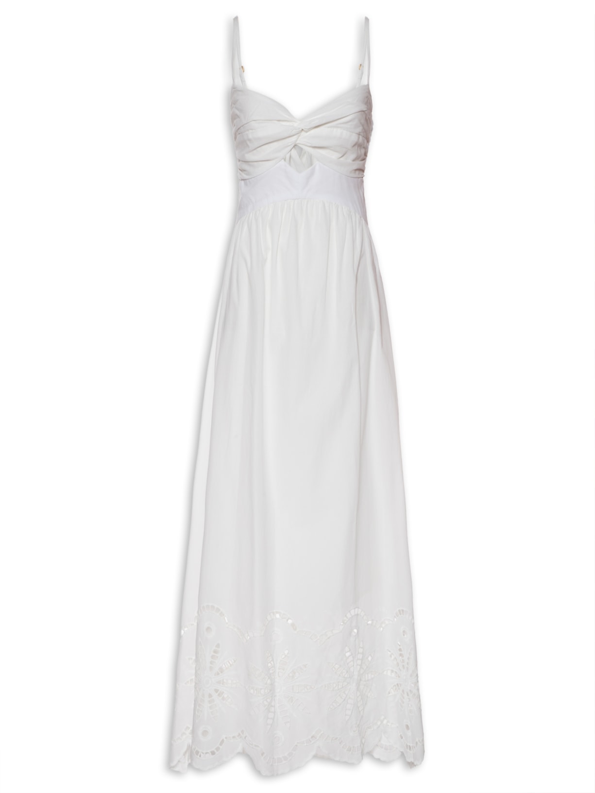 Vestido Longo Laise Busto Franzido - Off White