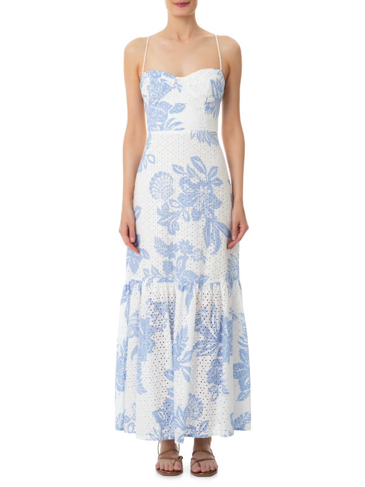 Vestido Longo Laise Estampa Refresco Azul Dress To