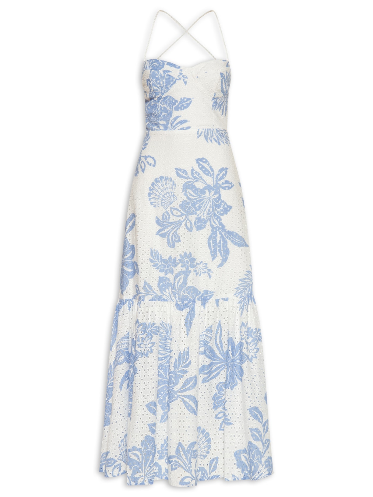 Vestido Longo Laise Estampa Refresco - Azul