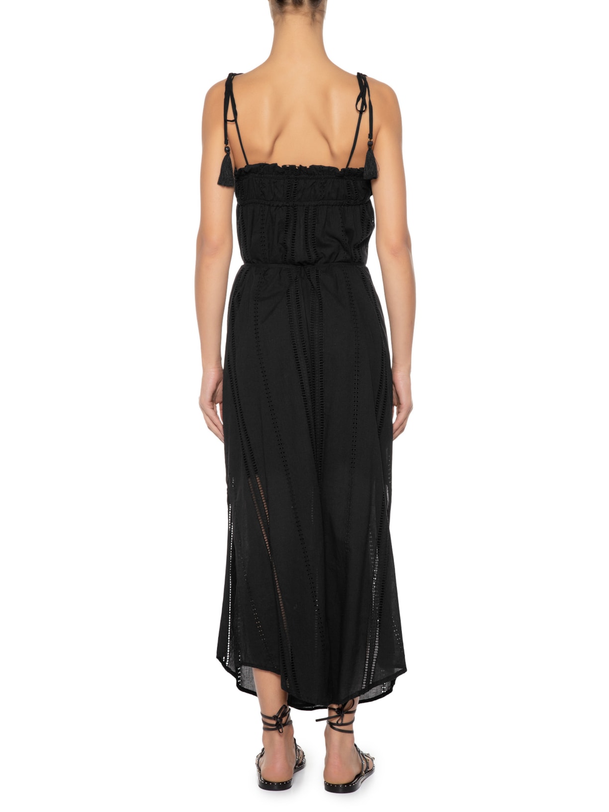 Vestido Longo Laise Richelieu Preto Maria Filó