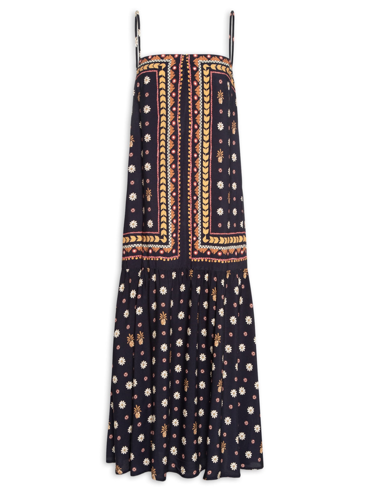 Vestido Longo Lenço Lili Preto Farm