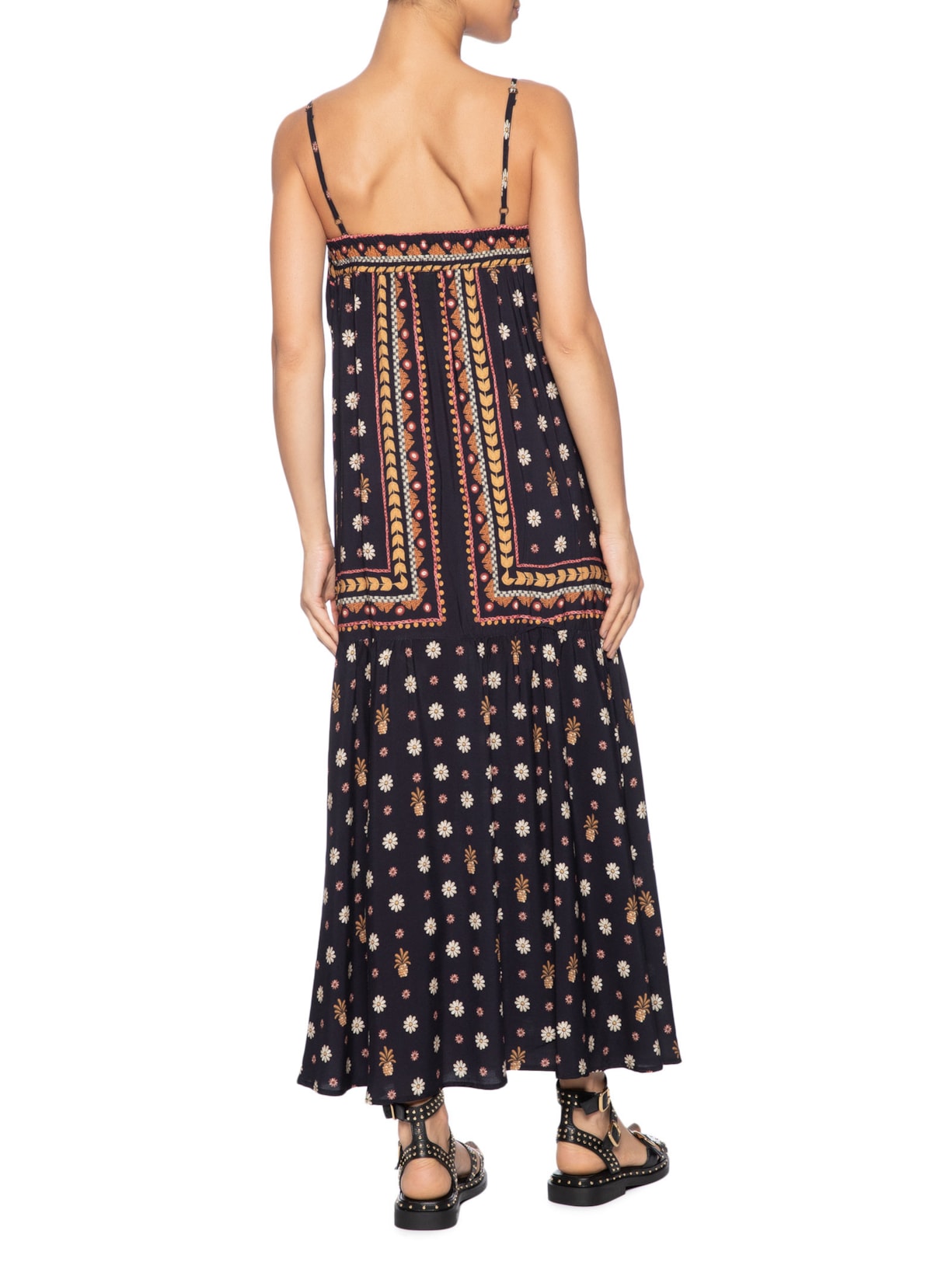 Vestido Longo Lenço Lili Preto Farm