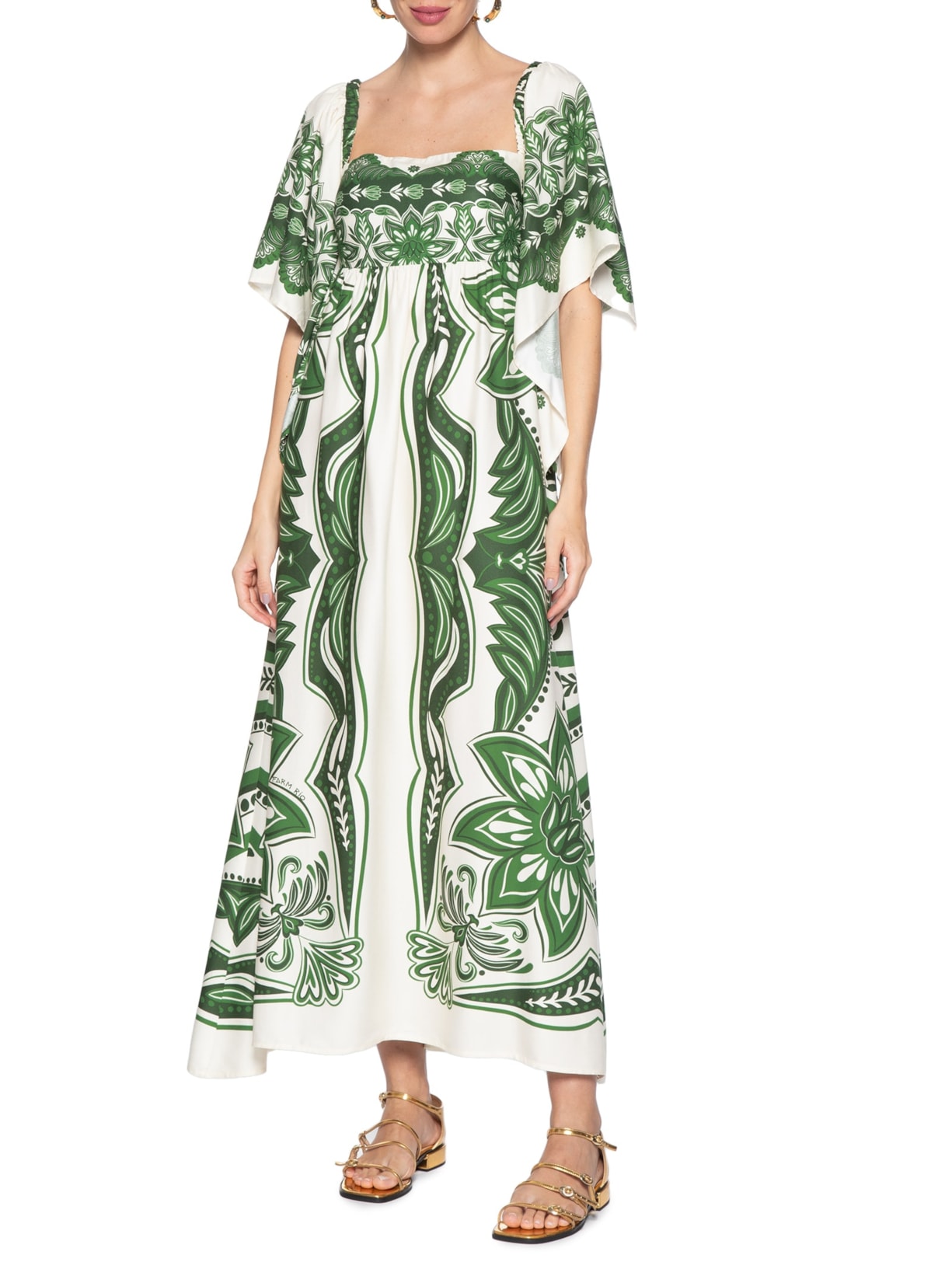 Vestido Longo Lenço Madri Farm Verde