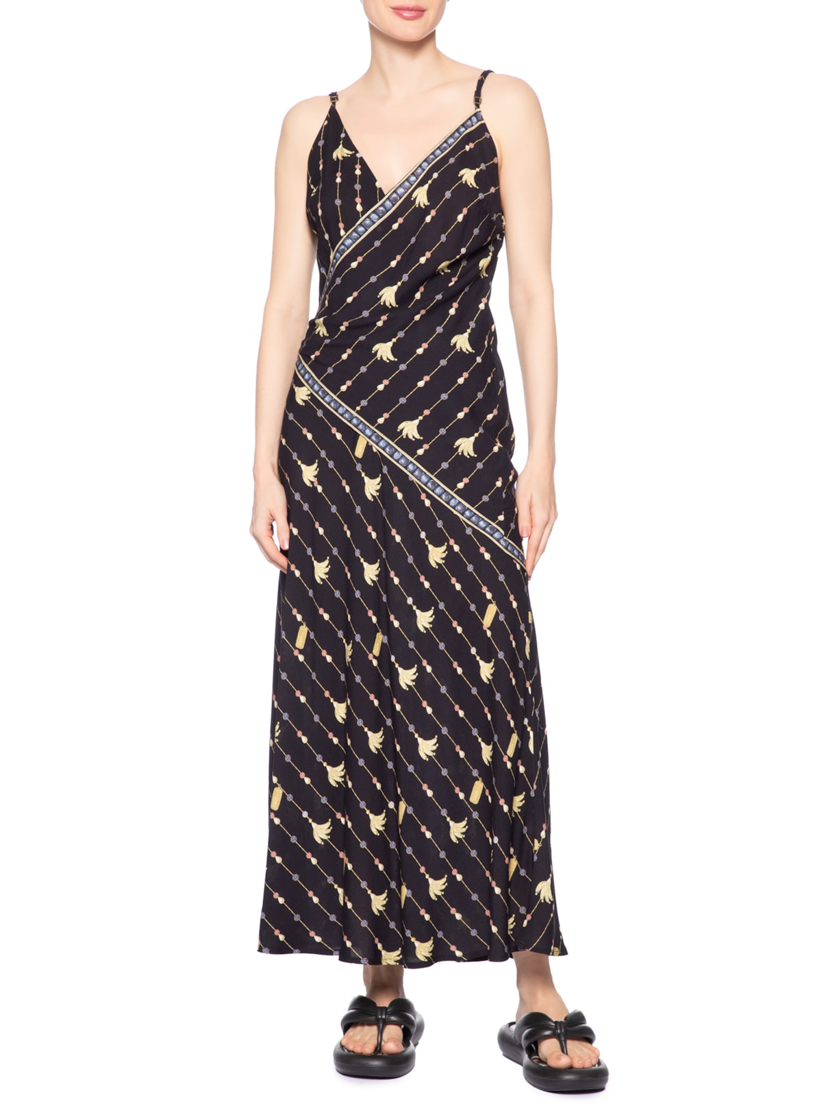 Vestido Longo Lenço Petra – Preto Farm