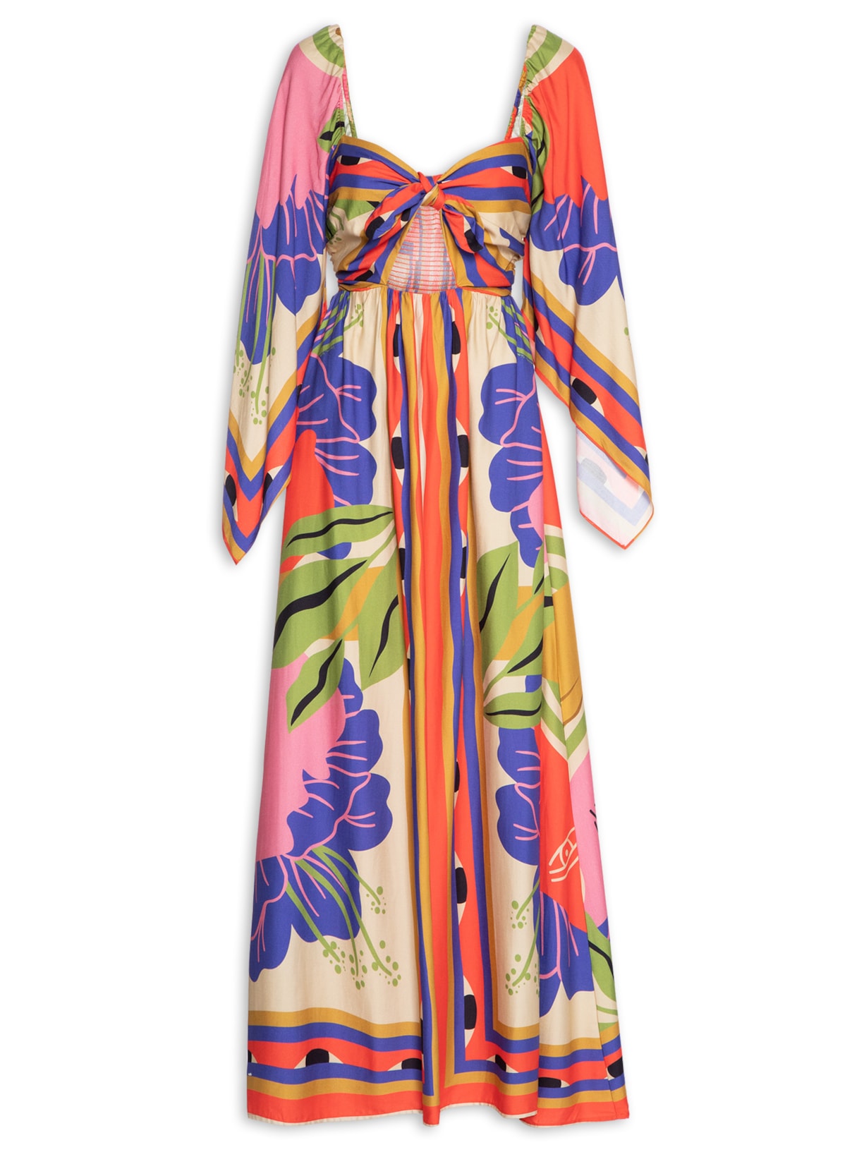 Vestido Longo Lenço Surreal - Vermelho