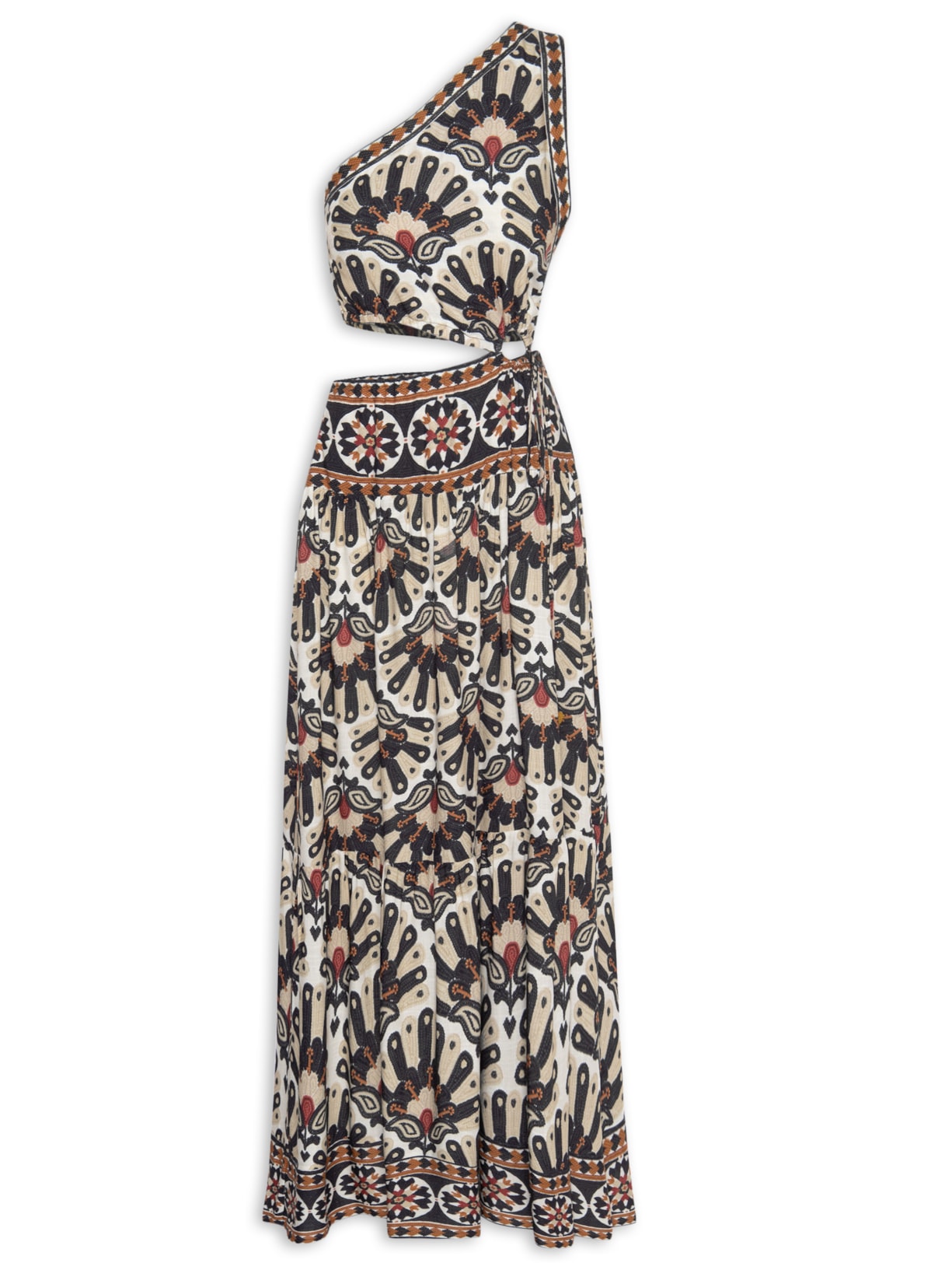 Vestido Longo Leque De Flor - Off White