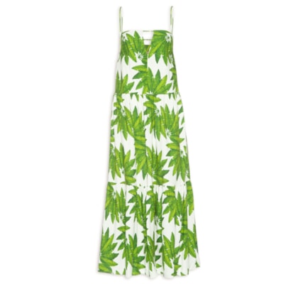 Vestido Longo Leque De Palmeira - Verde