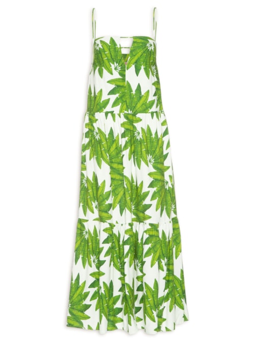 Vestido Longo Leque De Palmeira - Verde